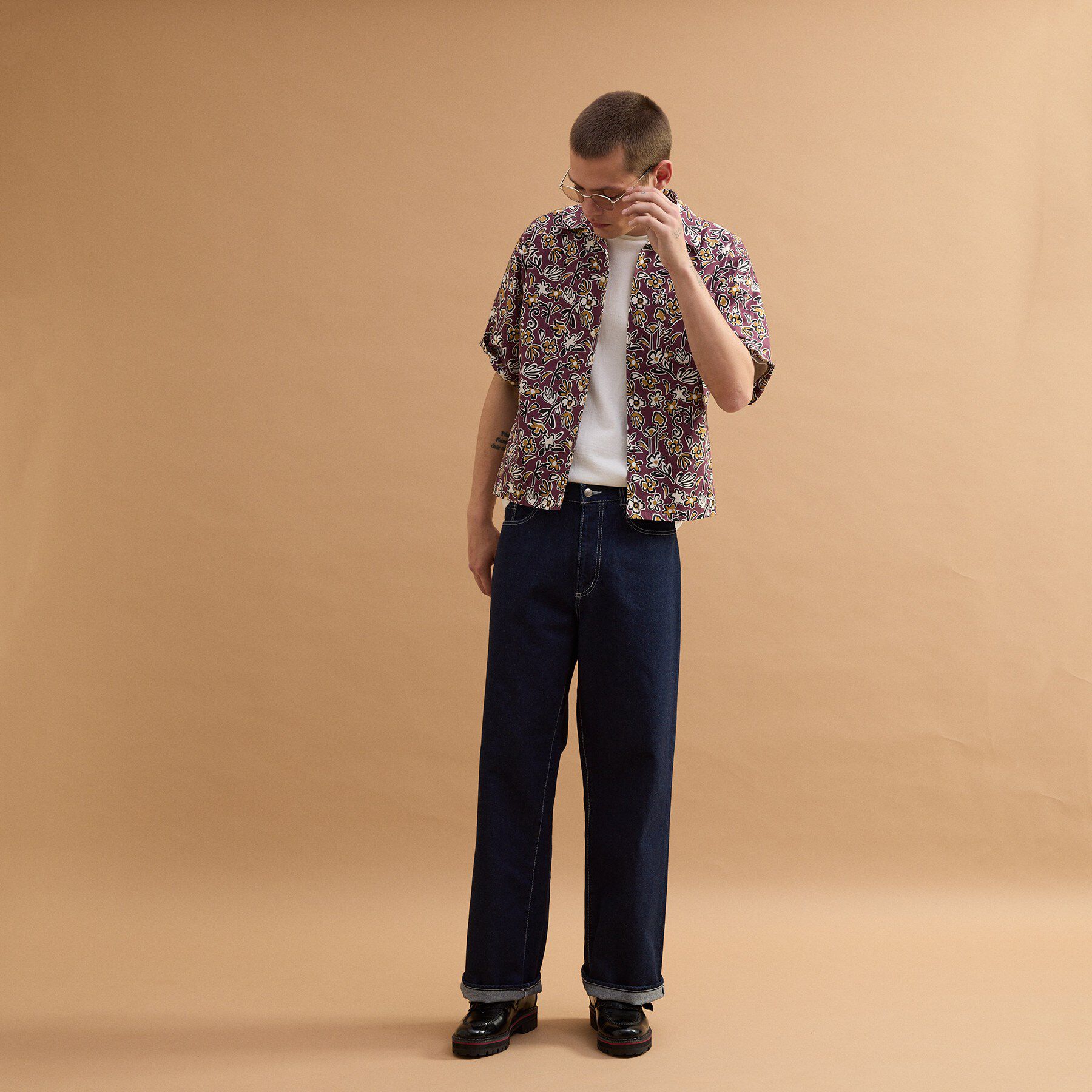 40CARATS&525「フラワープリントオープンカラー半袖シャツ」|シャツ・ブラウス|