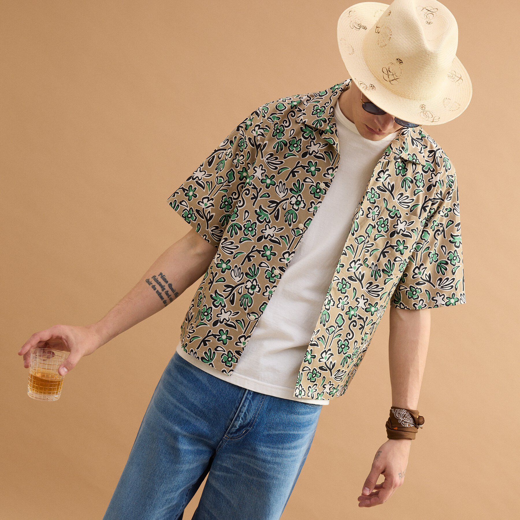 40CARATS&525「フラワープリントオープンカラー半袖シャツ」|シャツ・ブラウス|