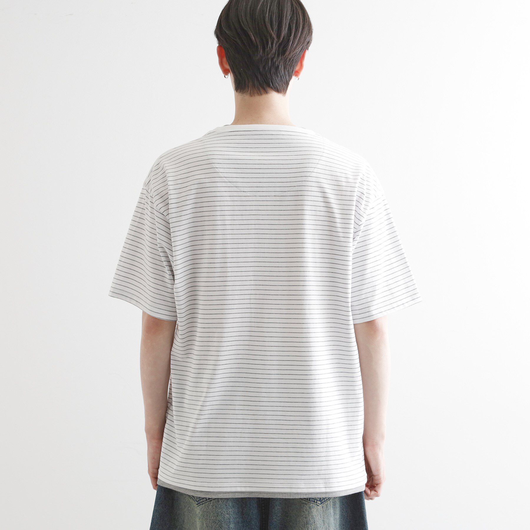 tk.TAKEO KIKUCHI「マイクロボーダーフェイクTシャツ」|Tシャツ・カットソー|