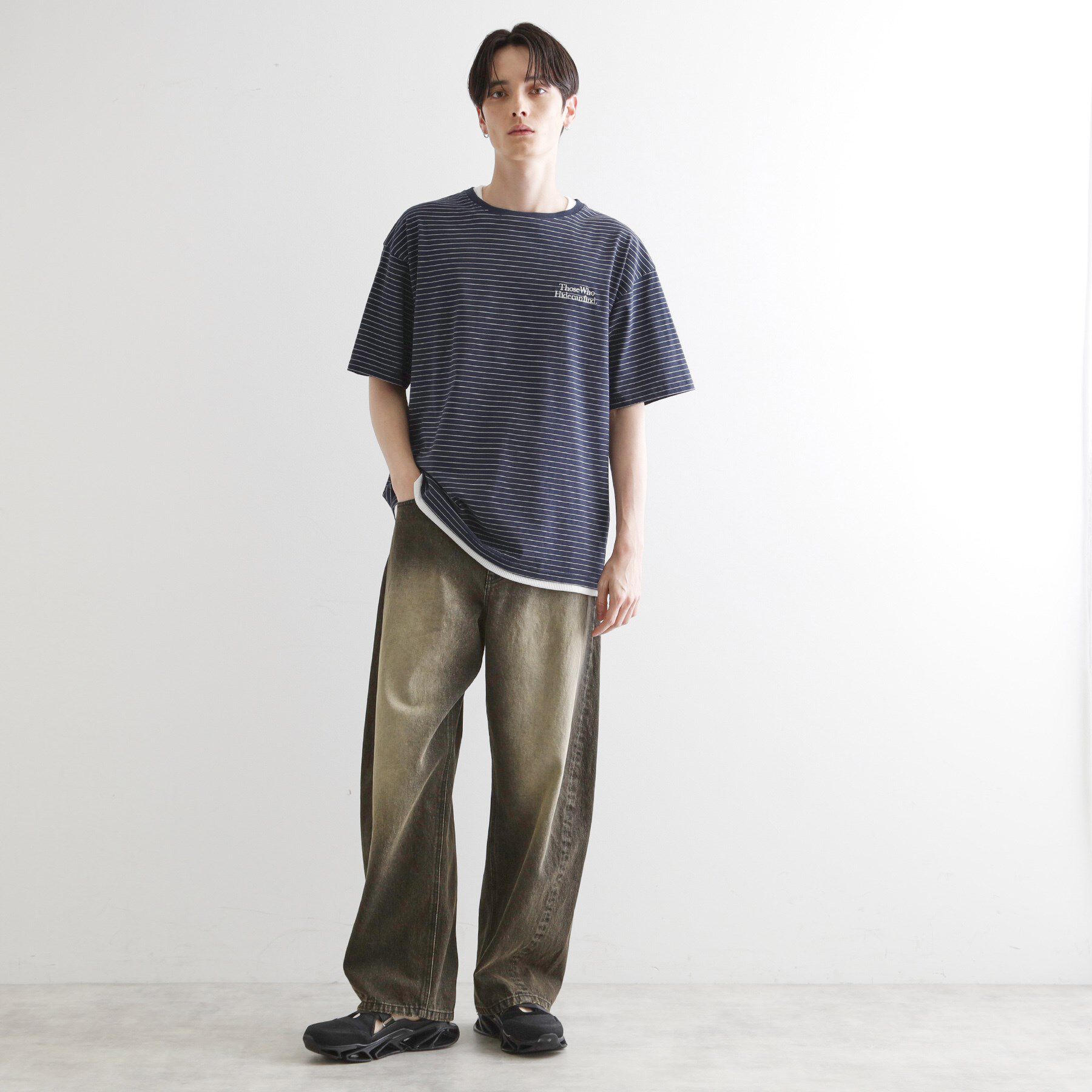 tk.TAKEO KIKUCHI「マイクロボーダーフェイクTシャツ」|Tシャツ・カットソー|