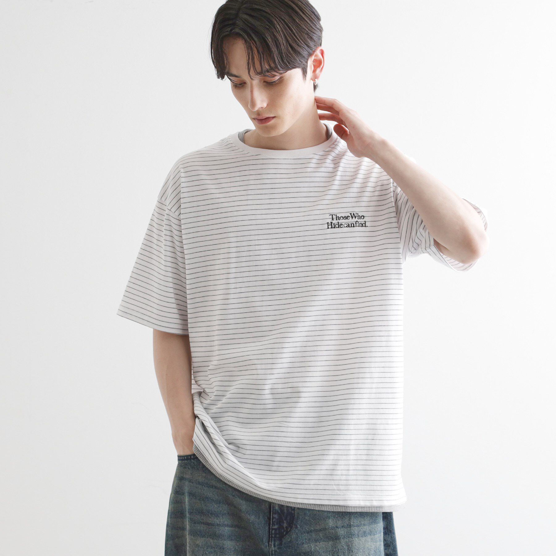 tk.TAKEO KIKUCHI「マイクロボーダーフェイクTシャツ」|Tシャツ・カットソー|