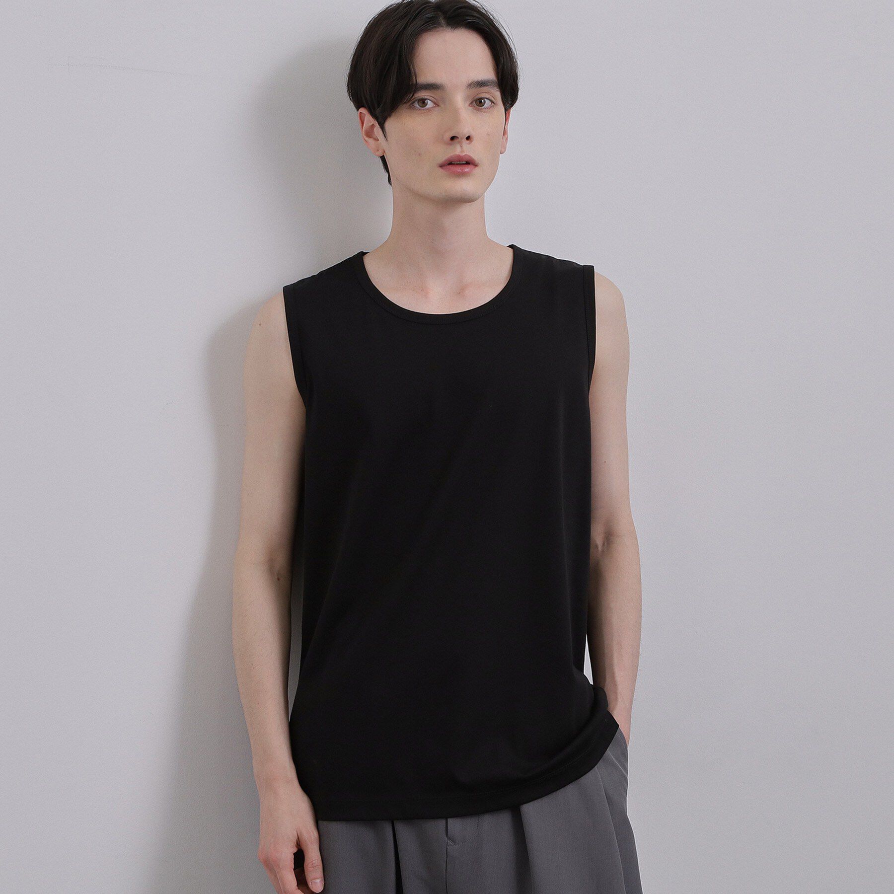 tk.TAKEO KIKUCHI「スムースシルケット ノースリーブカットソー」|Tシャツ・カットソー|ブラック(019)