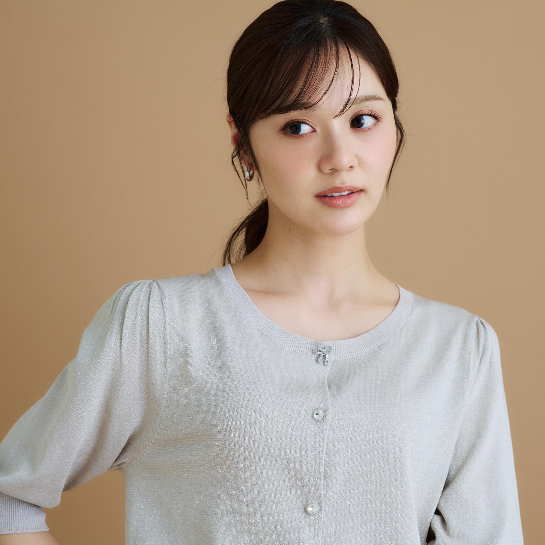 index「クルーネック半袖カーディガン【洗濯機洗い可/抗ピル/UVケア】」|カーディガン|