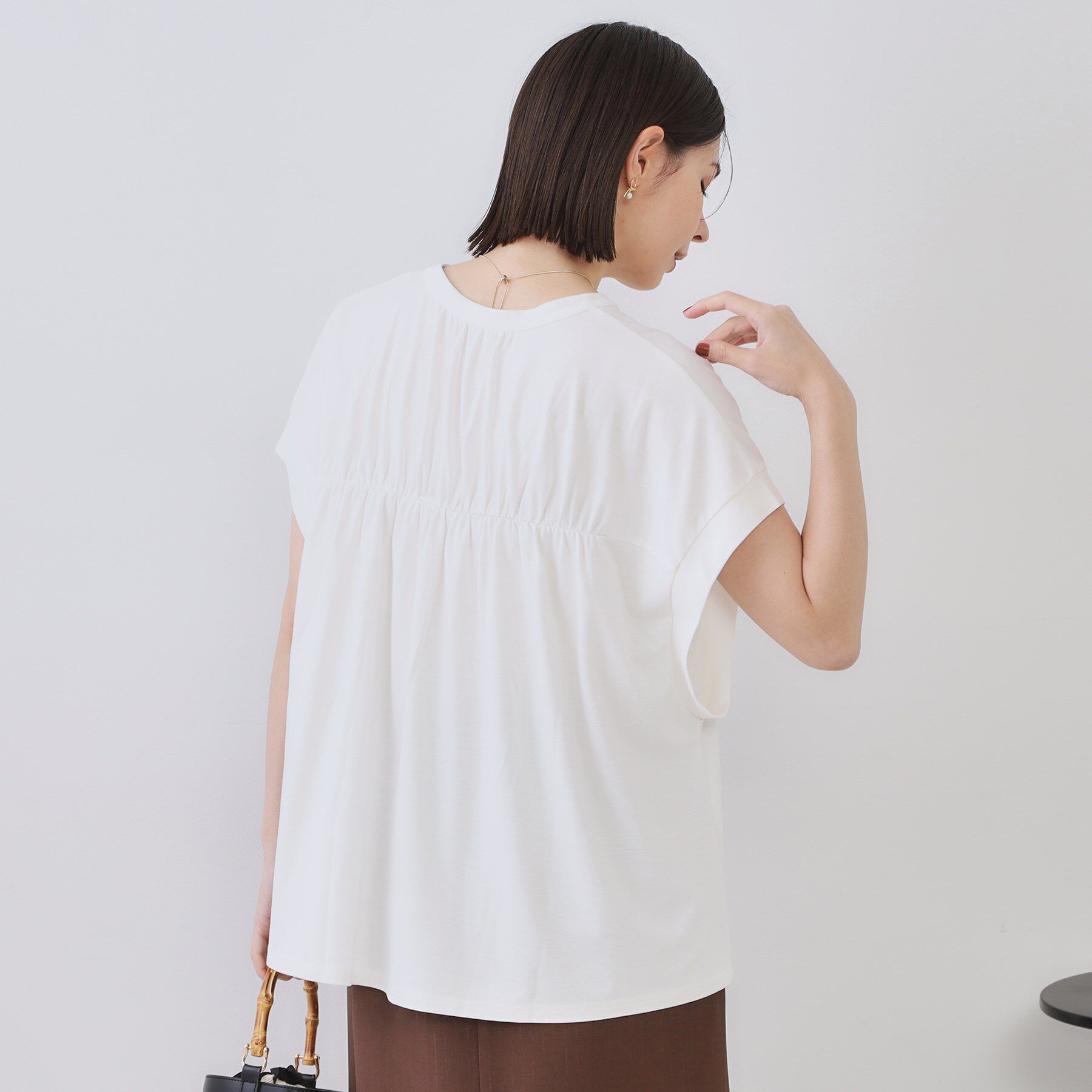 OPAQUE.CLIP「スキッパーフレアカットソー【接触冷感/洗濯機洗い可】」|Tシャツ・カットソー|