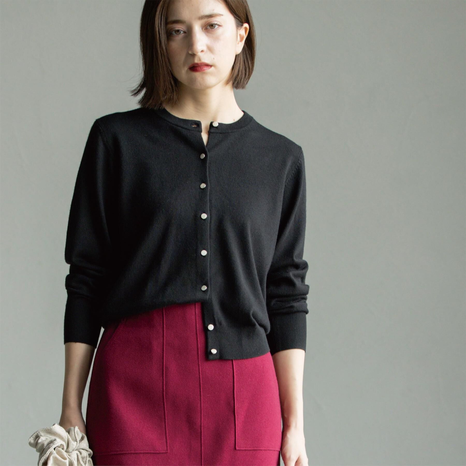 OPAQUE.CLIP「クルーニットカーディガン/エクストラファインメリノウール【THEシリーズ/洗濯機OK】」|カーディガン|