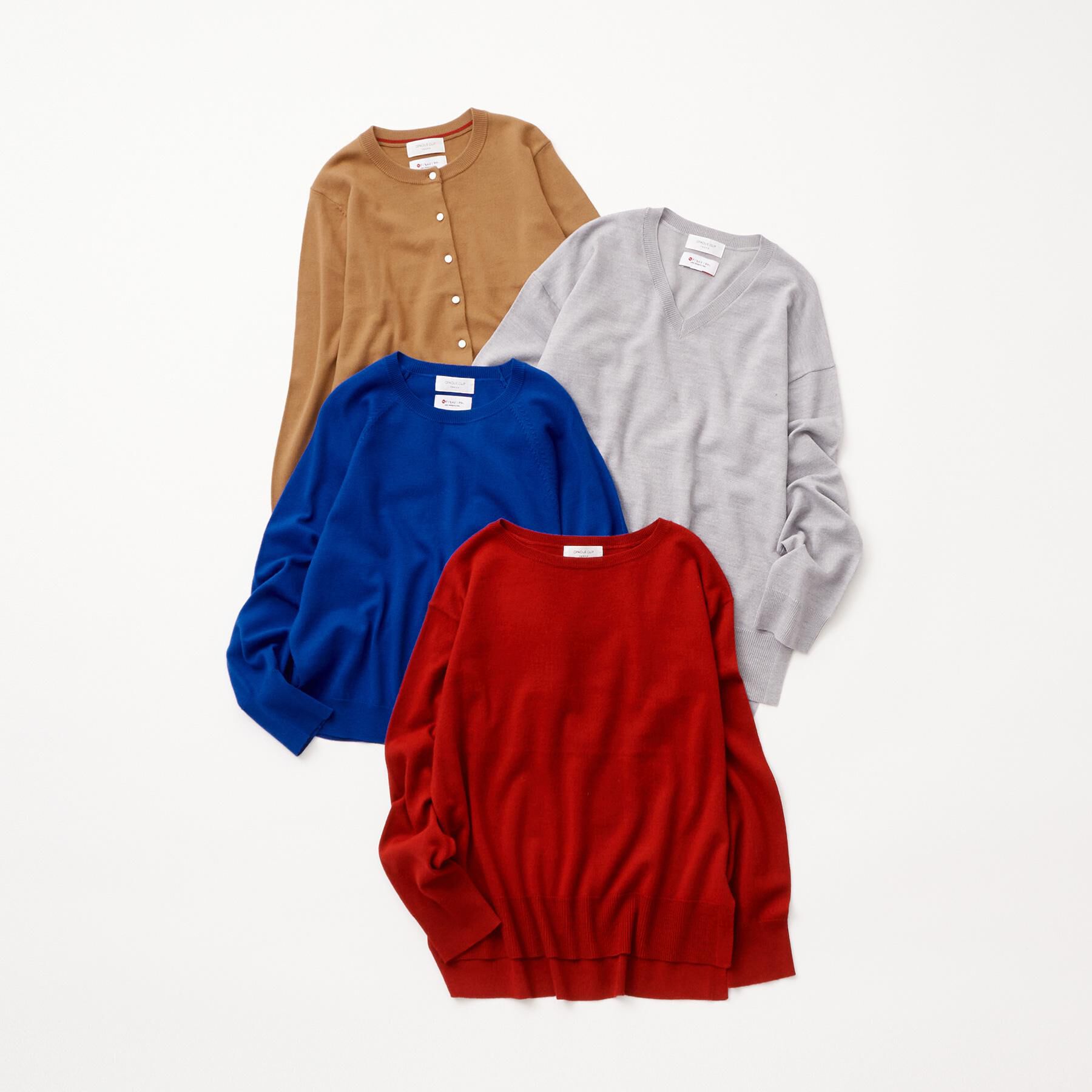 OPAQUE.CLIP「クルーニットカーディガン/エクストラファインメリノウール【THEシリーズ/洗濯機OK】」|カーディガン|