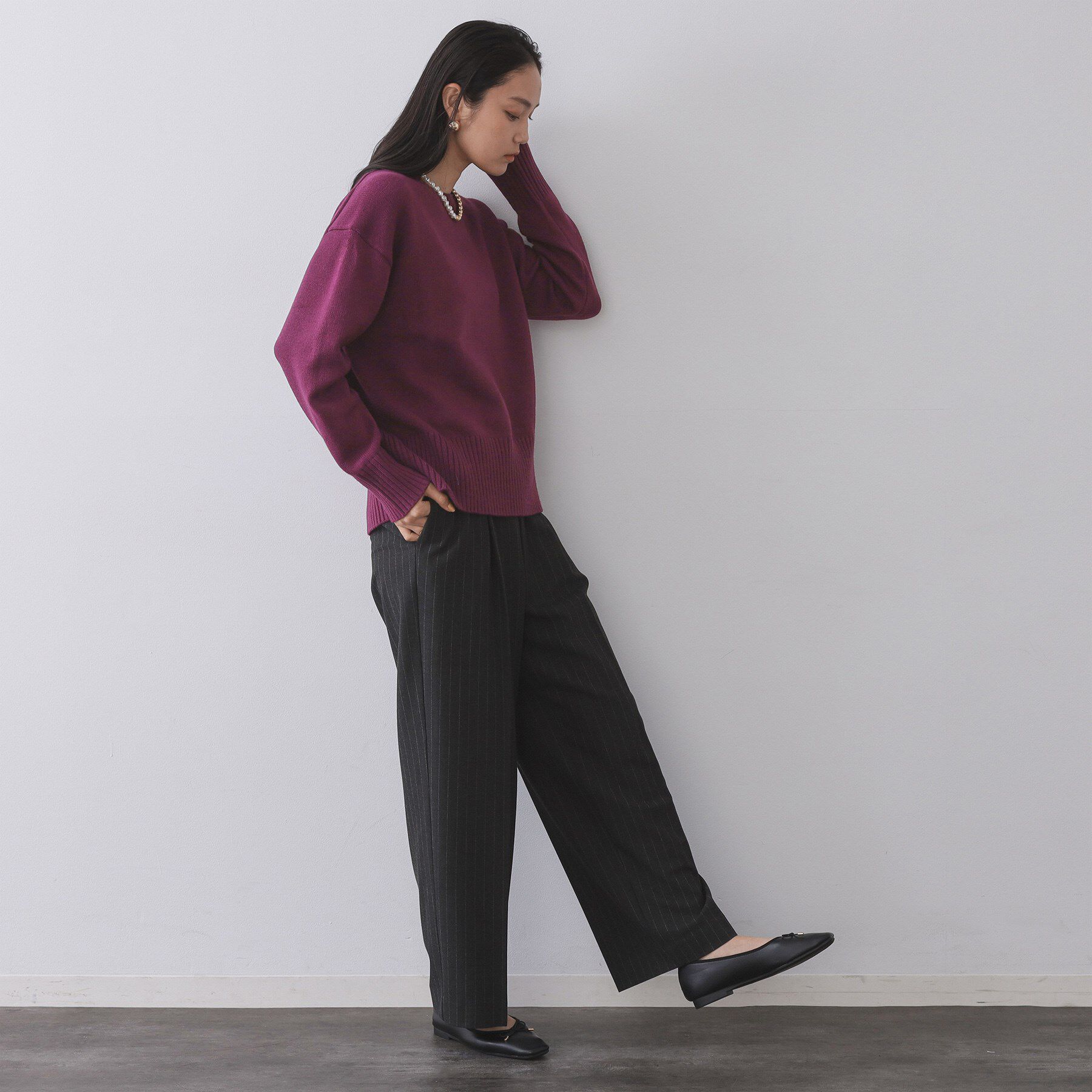 OPAQUE.CLIP「バックボタンリラクシーニット【洗濯機OK】」|ニット・セーター|