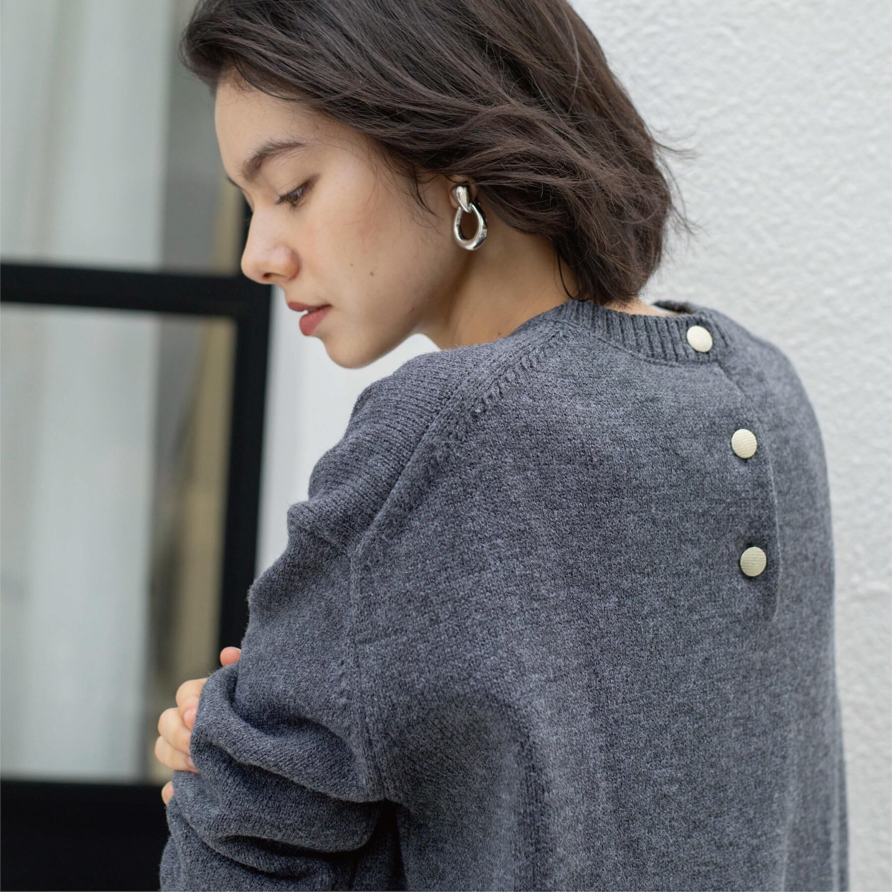 OPAQUE.CLIP「バックボタンリラクシーニット【洗濯機OK】」|ニット・セーター|