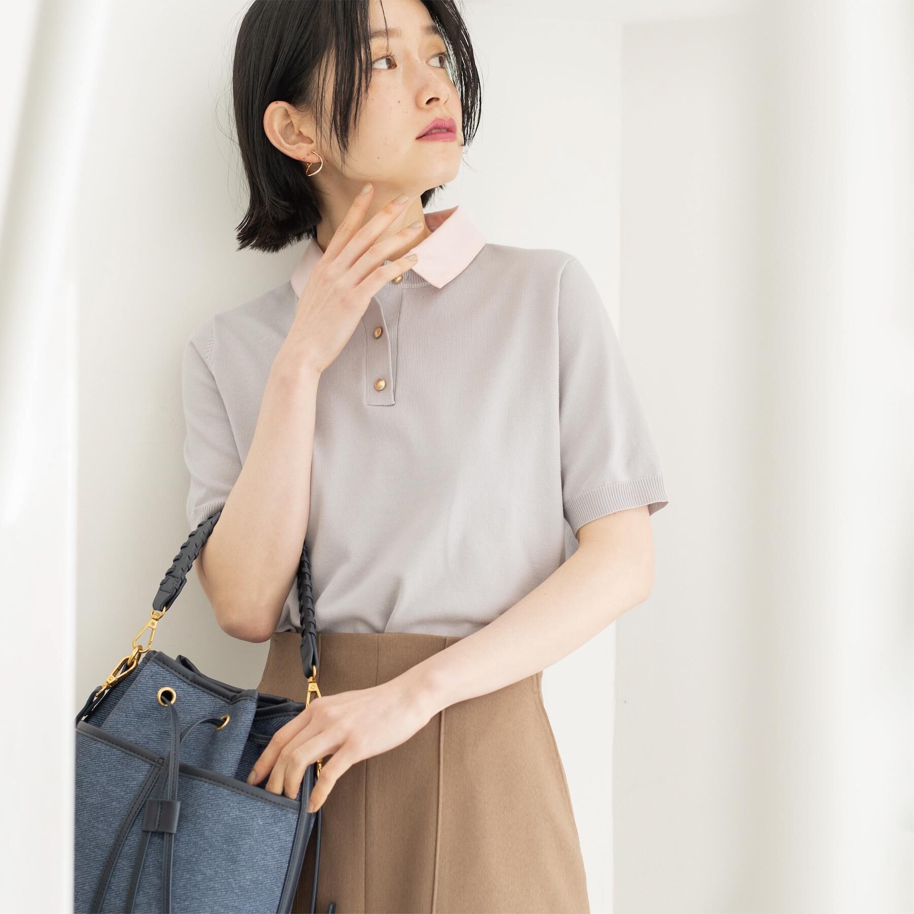 OPAQUE.CLIP「2WAY衿付きニット【洗濯機OK】」|ニット・セーター|