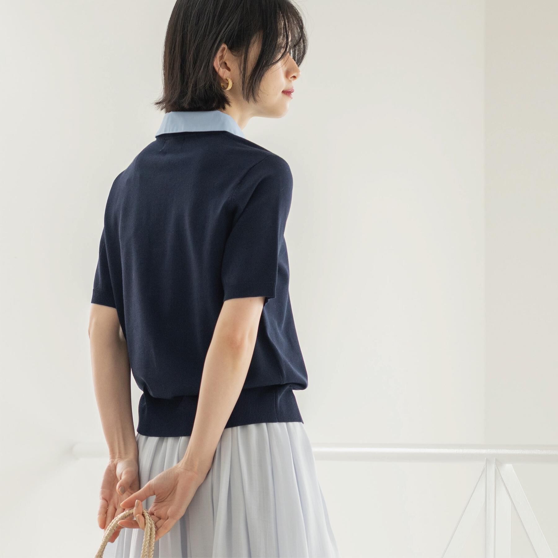 OPAQUE.CLIP「2WAY衿付きニット【洗濯機OK】」|ニット・セーター|