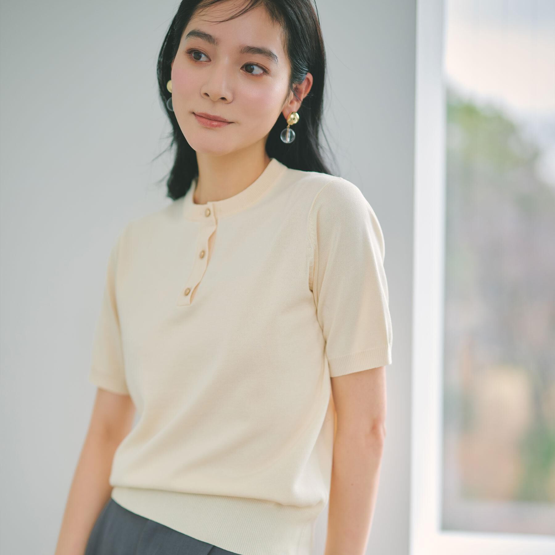 OPAQUE.CLIP「2WAY衿付きニット【洗濯機OK】」|ニット・セーター|