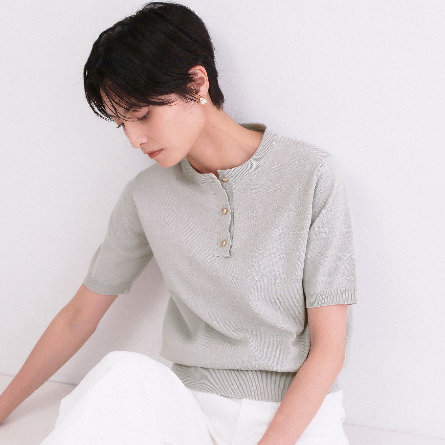 OPAQUE.CLIP「2WAY衿付きニット【洗濯機OK】」|ニット・セーター|