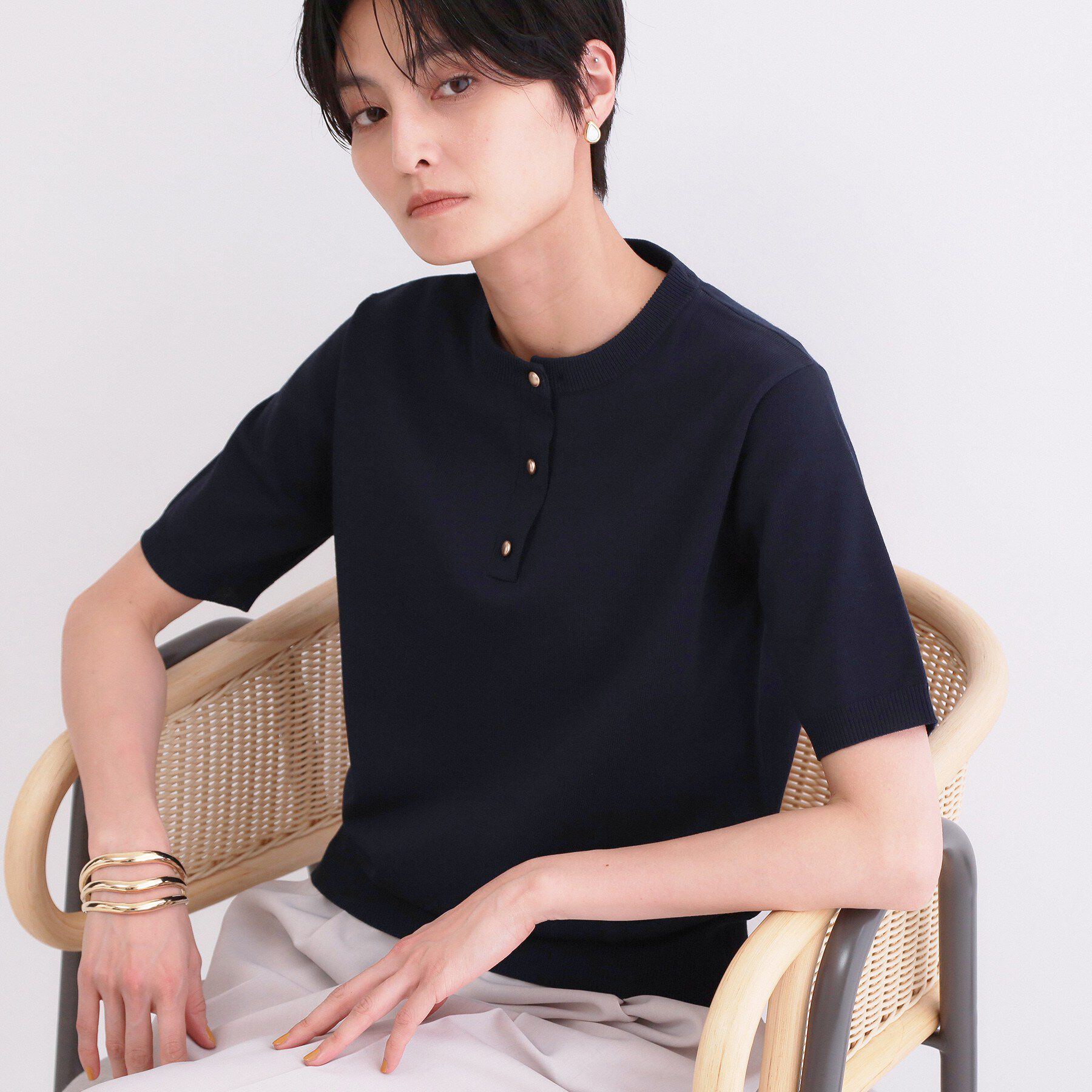 OPAQUE.CLIP「2WAY衿付きニット【洗濯機OK】」|ニット・セーター|