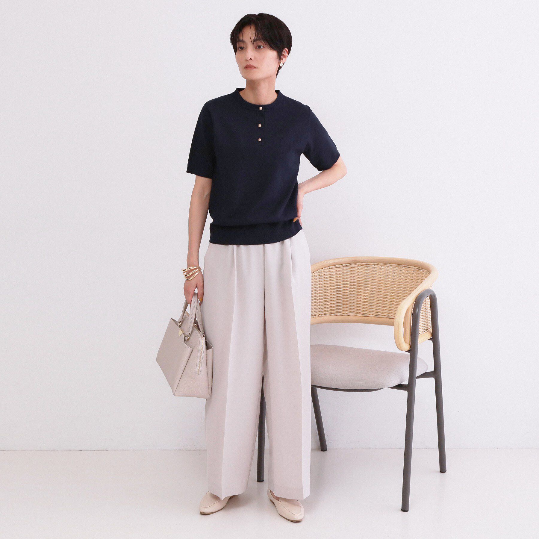 OPAQUE.CLIP「2WAY衿付きニット【洗濯機OK】」|ニット・セーター|