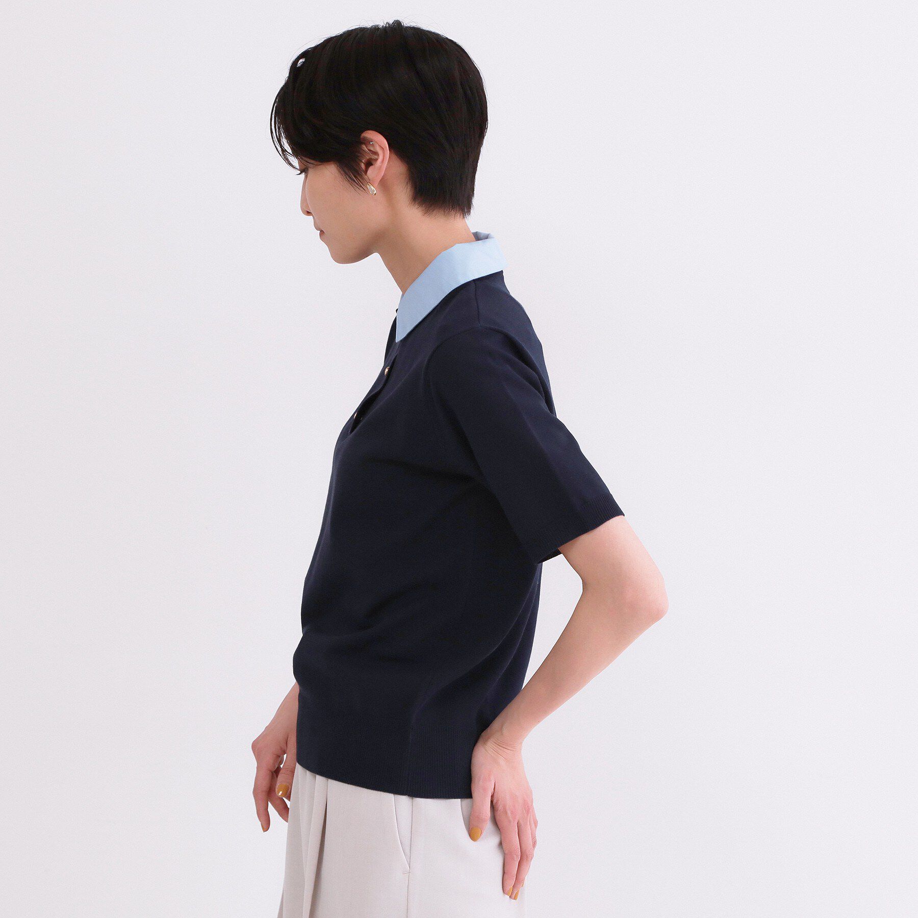 OPAQUE.CLIP「2WAY衿付きニット【洗濯機OK】」|ニット・セーター|