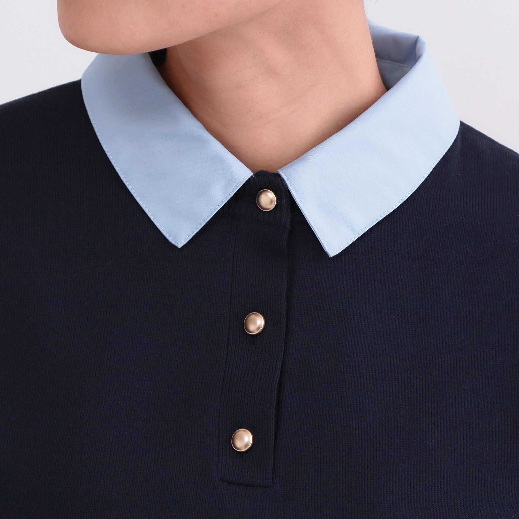 OPAQUE.CLIP「2WAY衿付きニット【洗濯機OK】」|ニット・セーター|