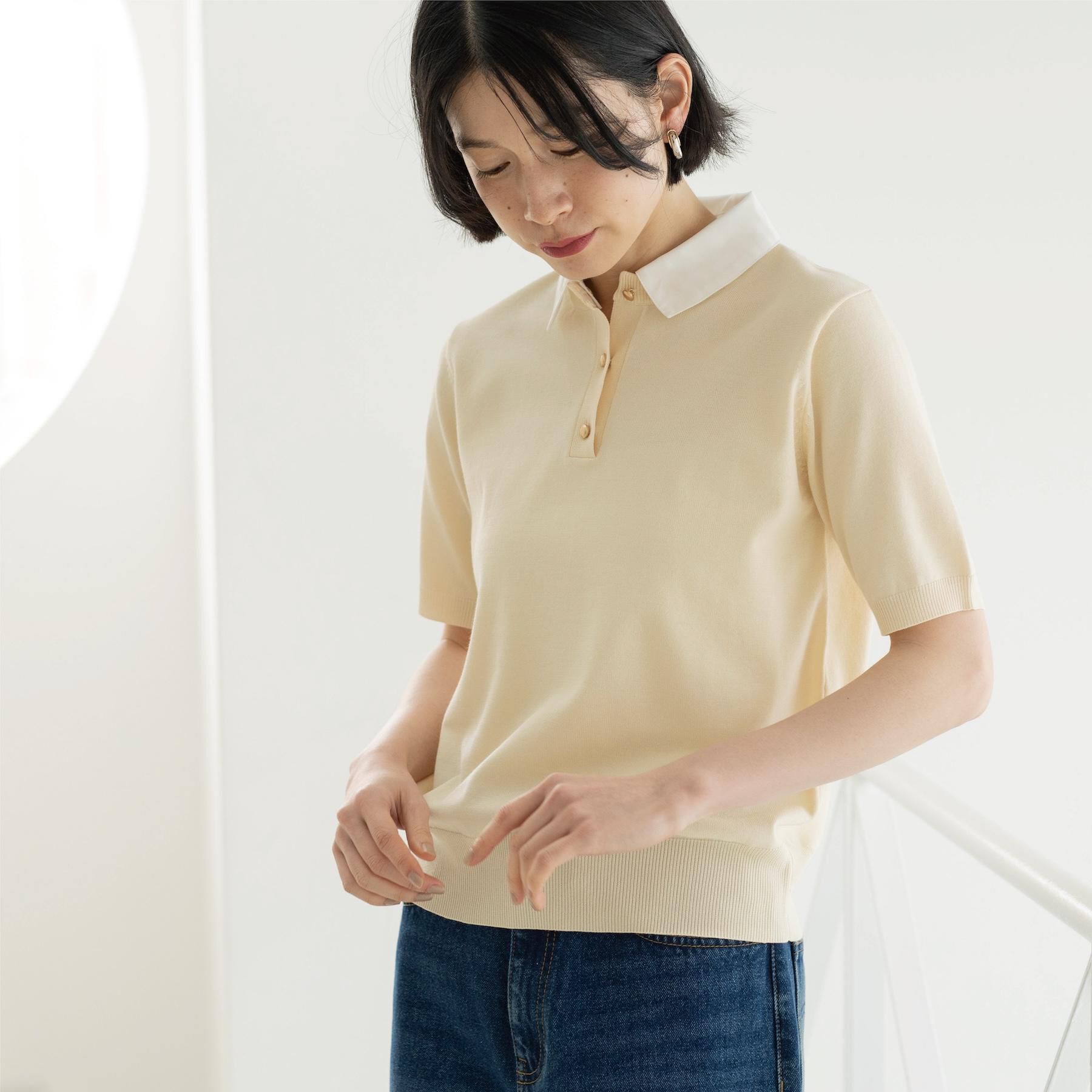 OPAQUE.CLIP「2WAY衿付きニット【洗濯機OK】」|ニット・セーター|