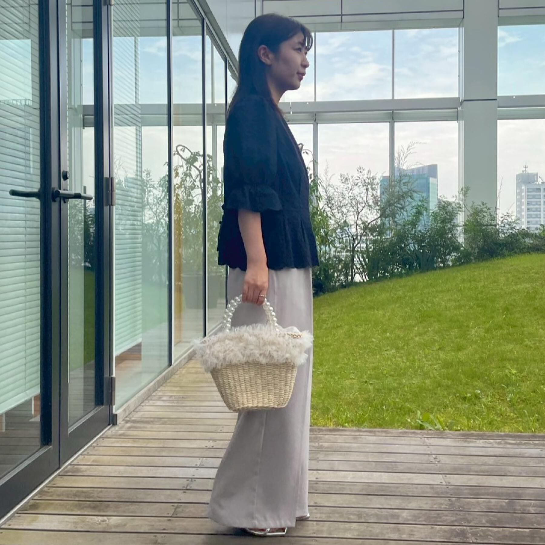 Couture broach「【一枚で着映える・花柄刺繍・5分袖】バックレースアップ カットワークレースブラウス」|シャツ・ブラウス|