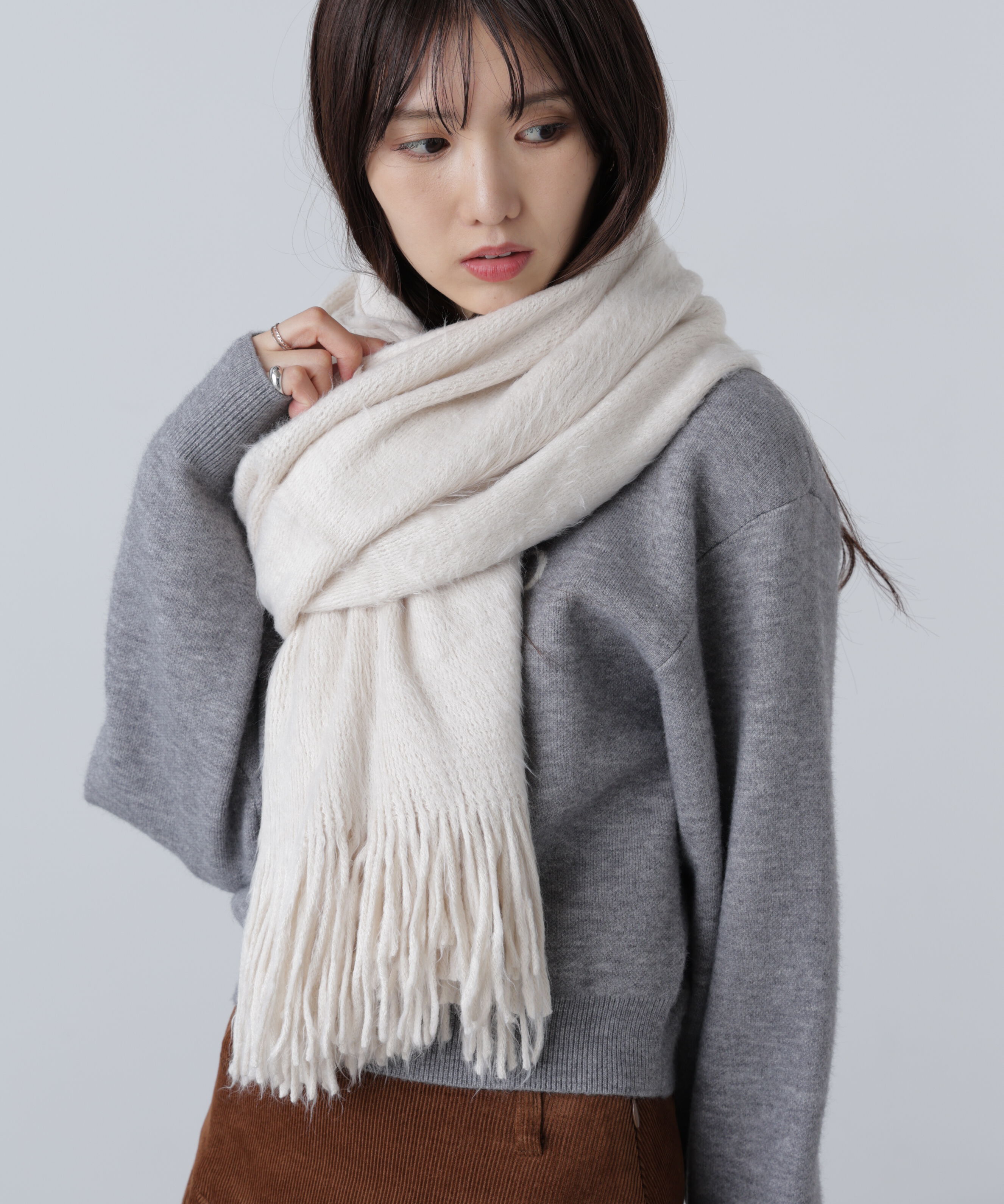  「シャギーラッセルストール」|ソックス|アイボリー