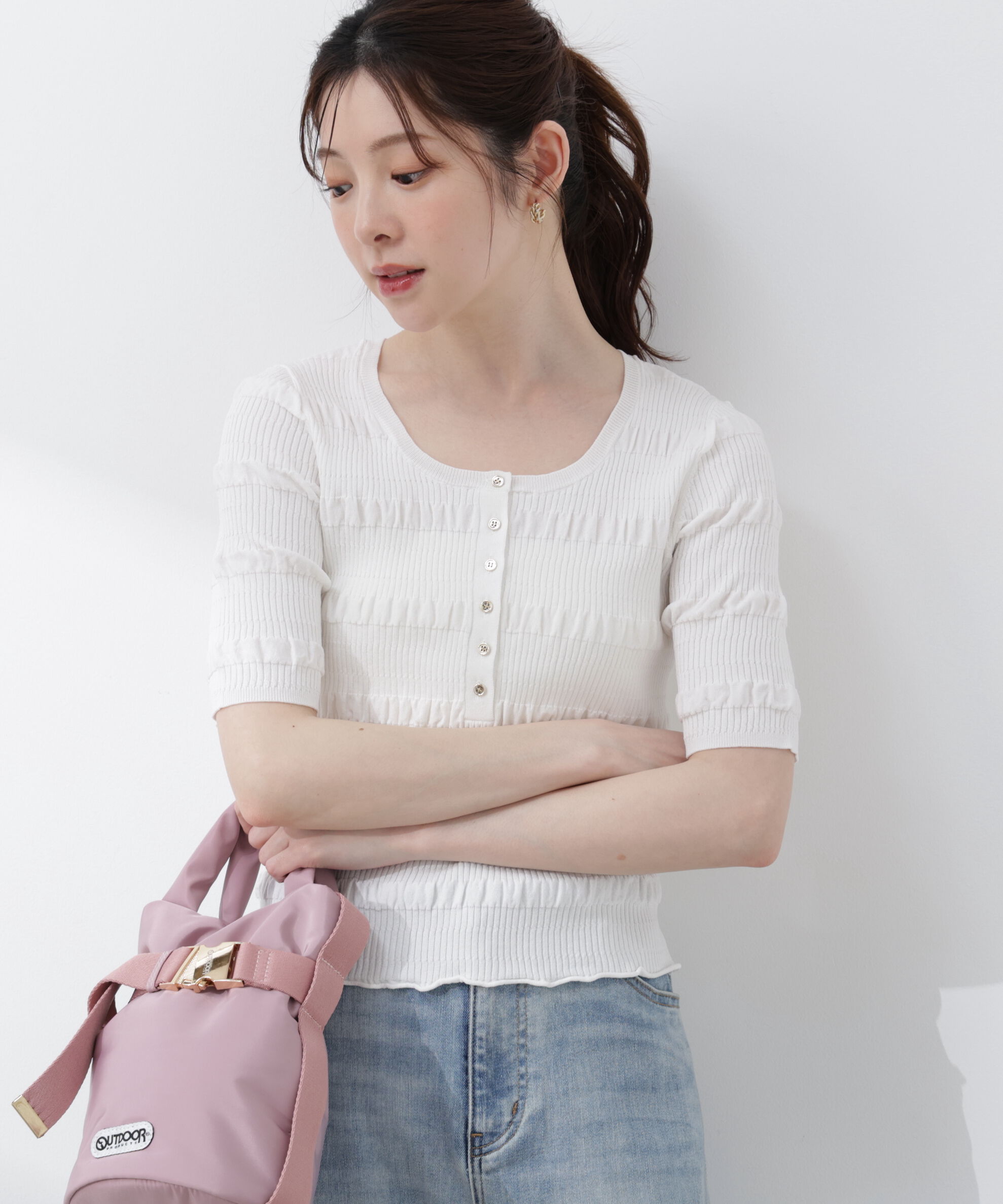 PROPORTION BODY DRESSING「〈a/mie〉変形リブニット 26SS」|カーディガン|