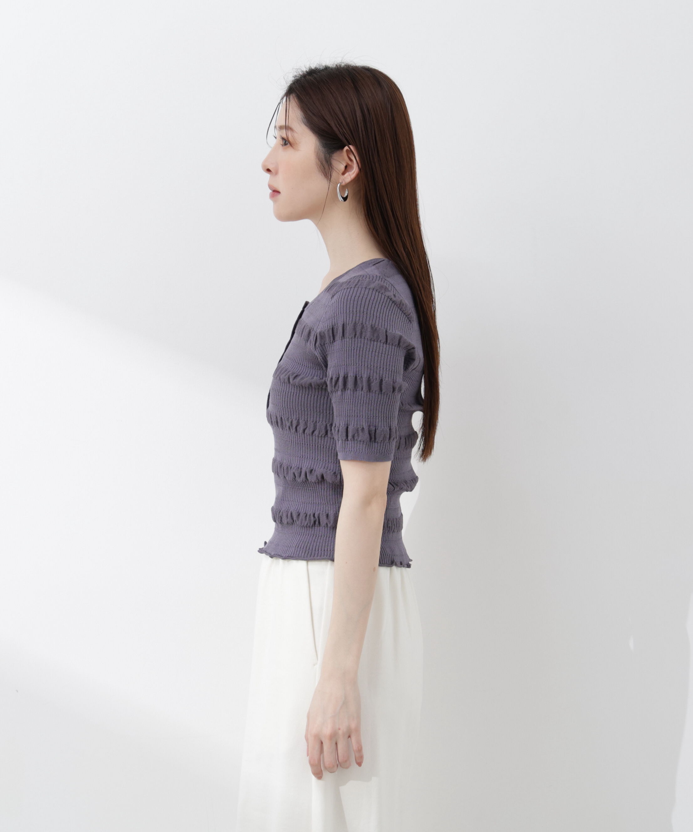 PROPORTION BODY DRESSING「〈a/mie〉変形リブニット 26SS」|カーディガン|