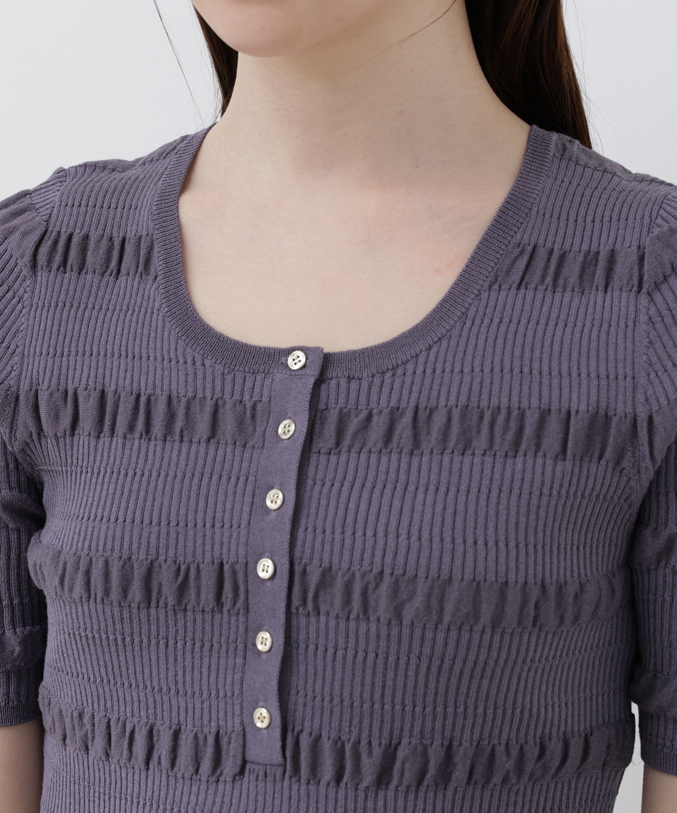 PROPORTION BODY DRESSING「〈a/mie〉変形リブニット 26SS」|カーディガン|