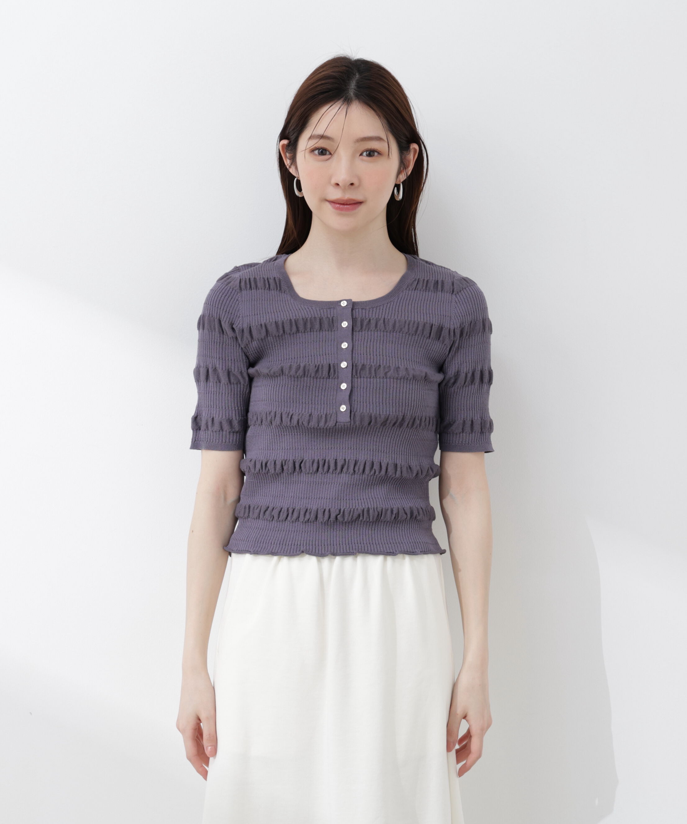 PROPORTION BODY DRESSING「〈a/mie〉変形リブニット 26SS」|カーディガン|