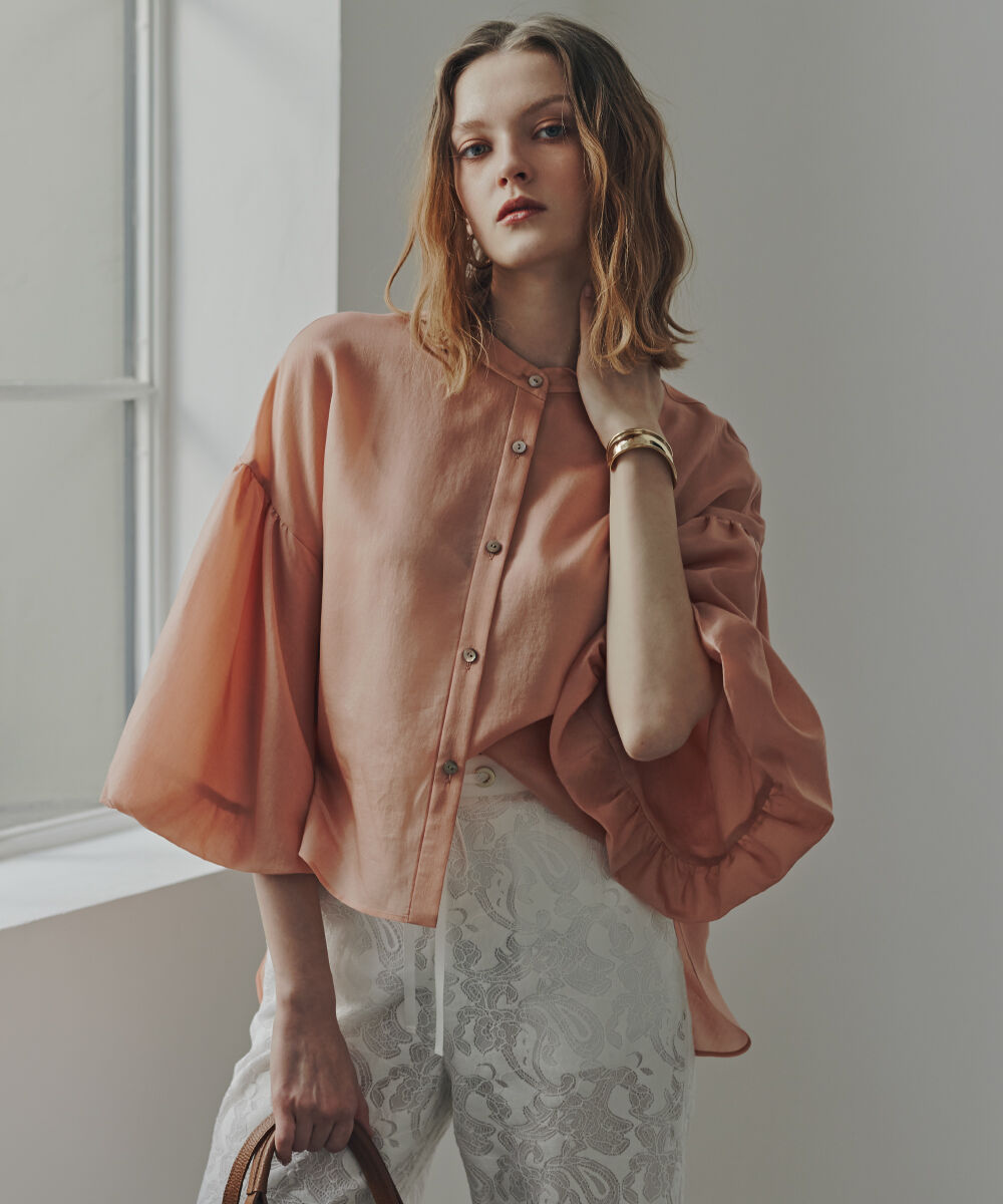  「［美香さん着用］ギャザーバルーンスリーブブラウス」|シャツ・ブラウス|オレンジ