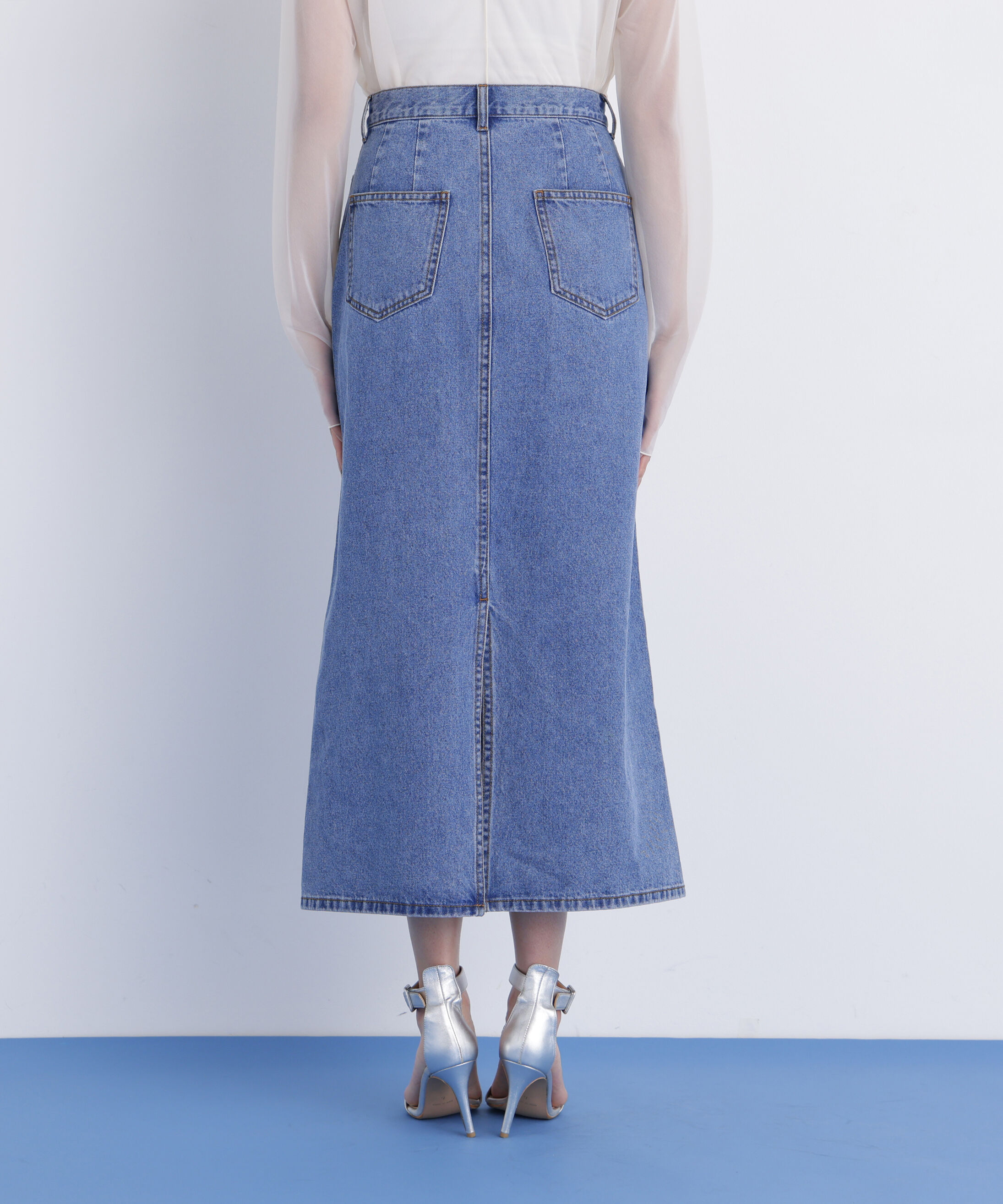 「［美香さん着用］デニムマキシＡラインスカート」|スカート|