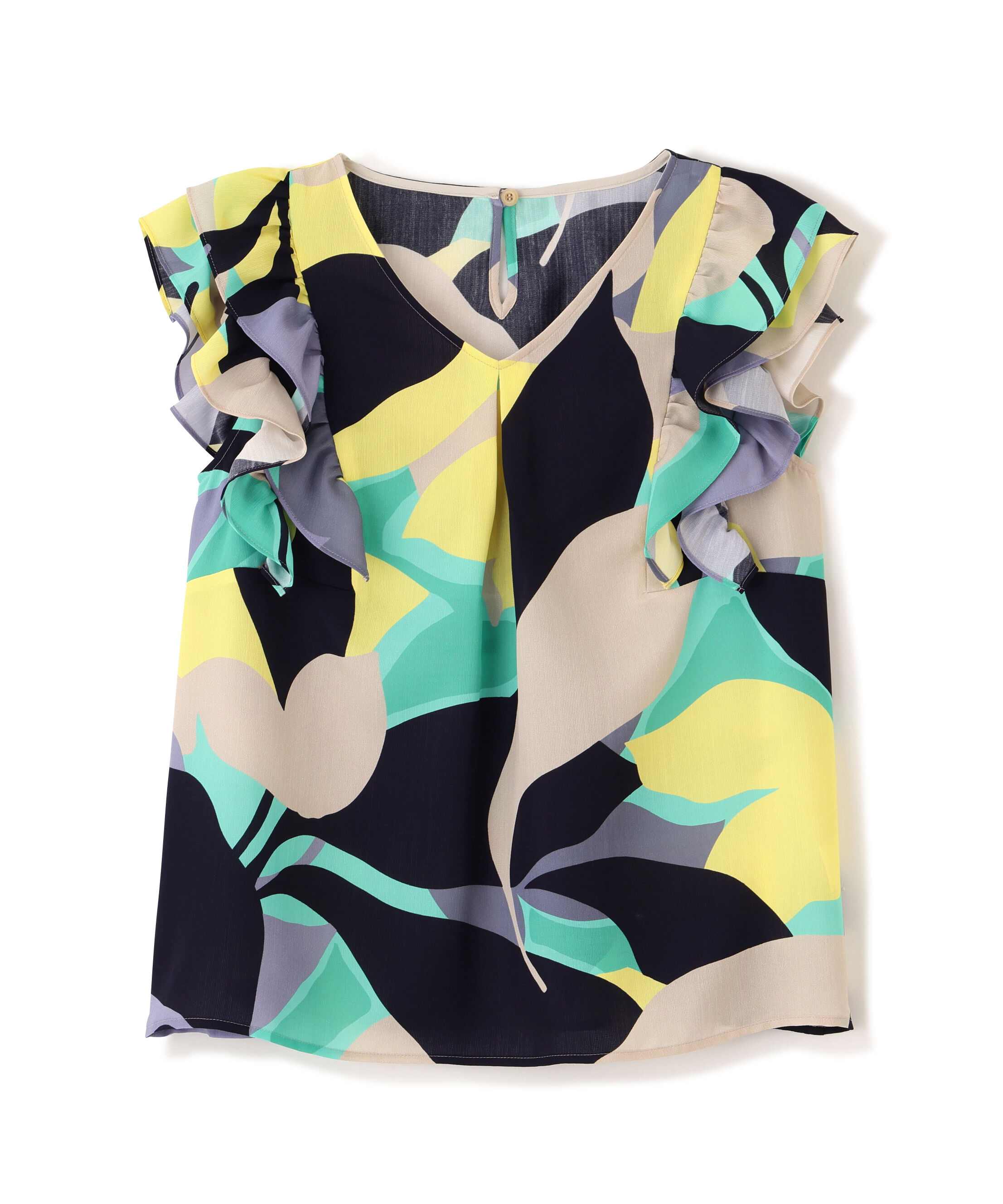  「シェードリーフプリントＶネックブラウス」|シャツ・ブラウス|