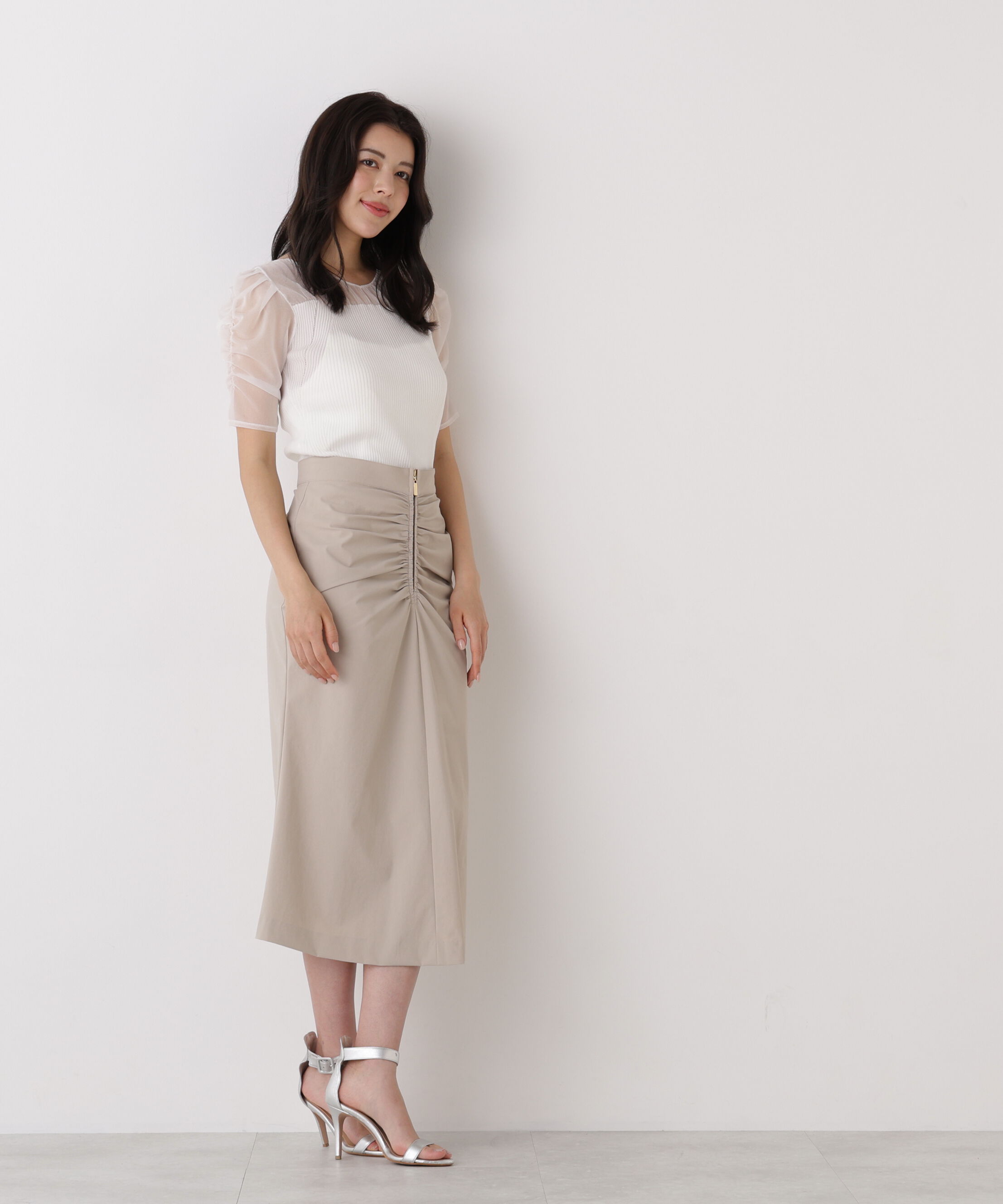  「ラメニットシアーコンビプルオーバー」|ニット・セーター|