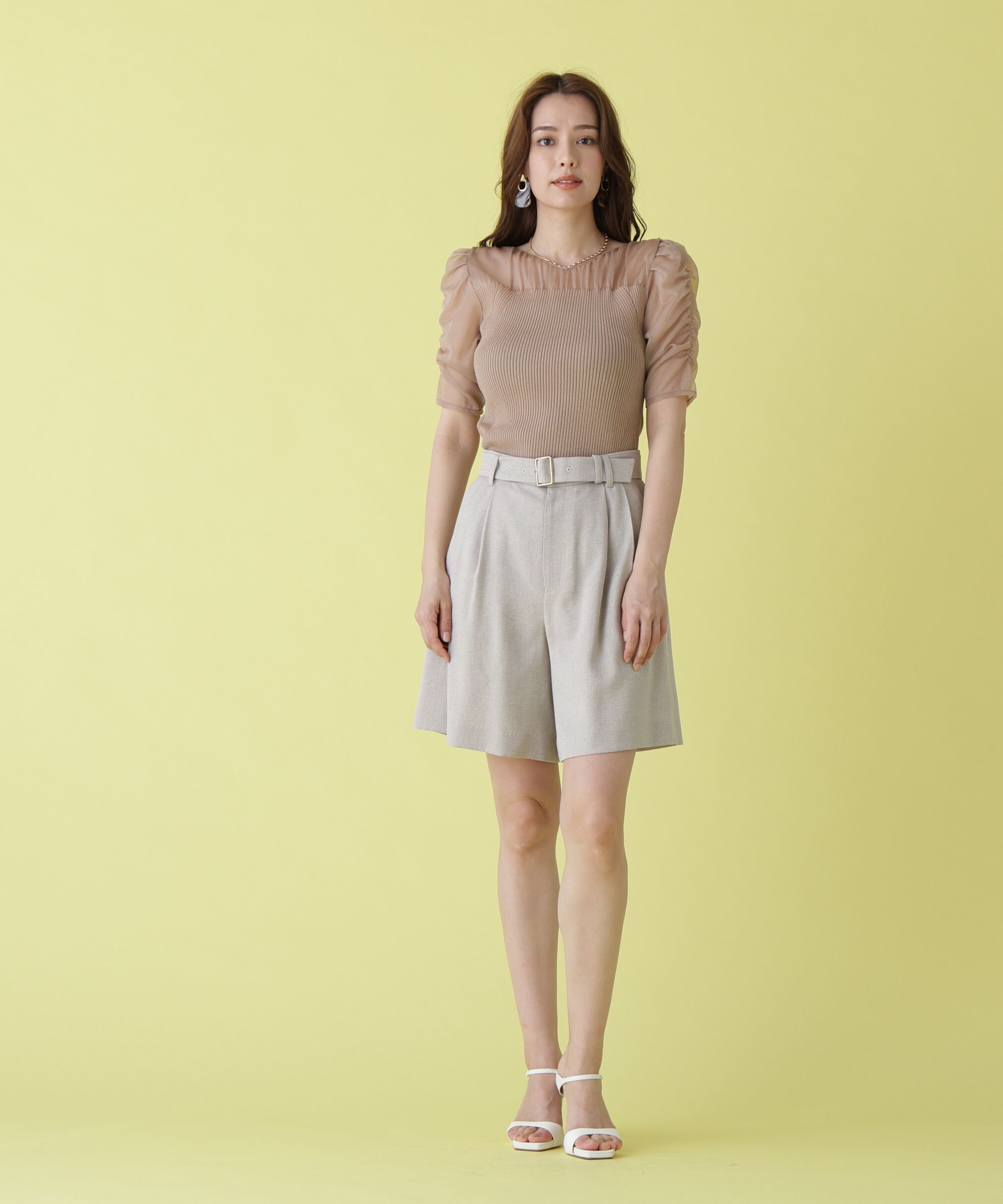  「ラメニットシアーコンビプルオーバー」|ニット・セーター|