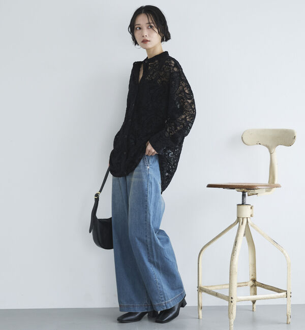 Doux archives「フロッキーレースバンドカラーシャツ／」|シャツ・ブラウス|