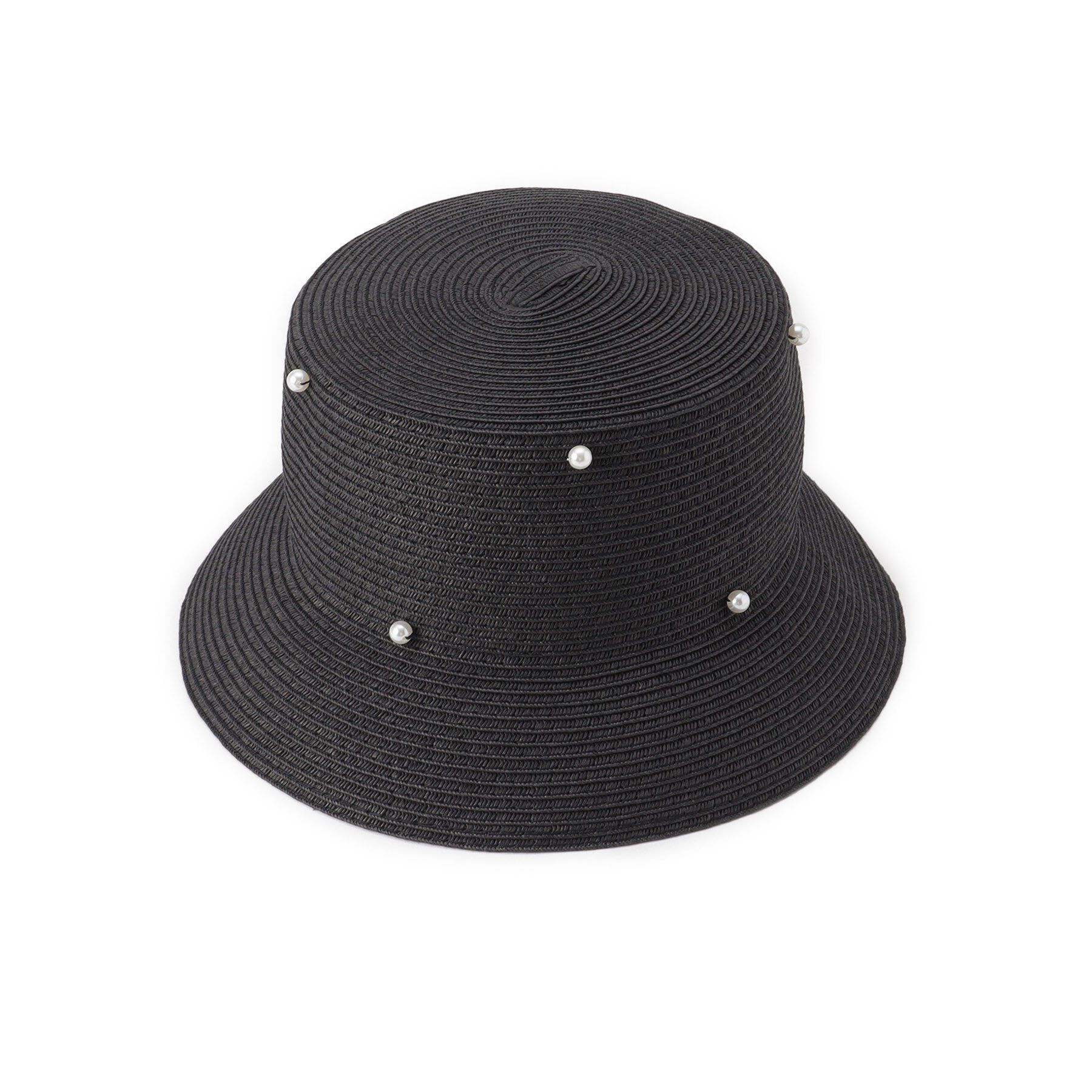 Grandedge「【接触冷感テープ使用】フェイクパールペーパーベルハット」|ハット|ブラック(019)