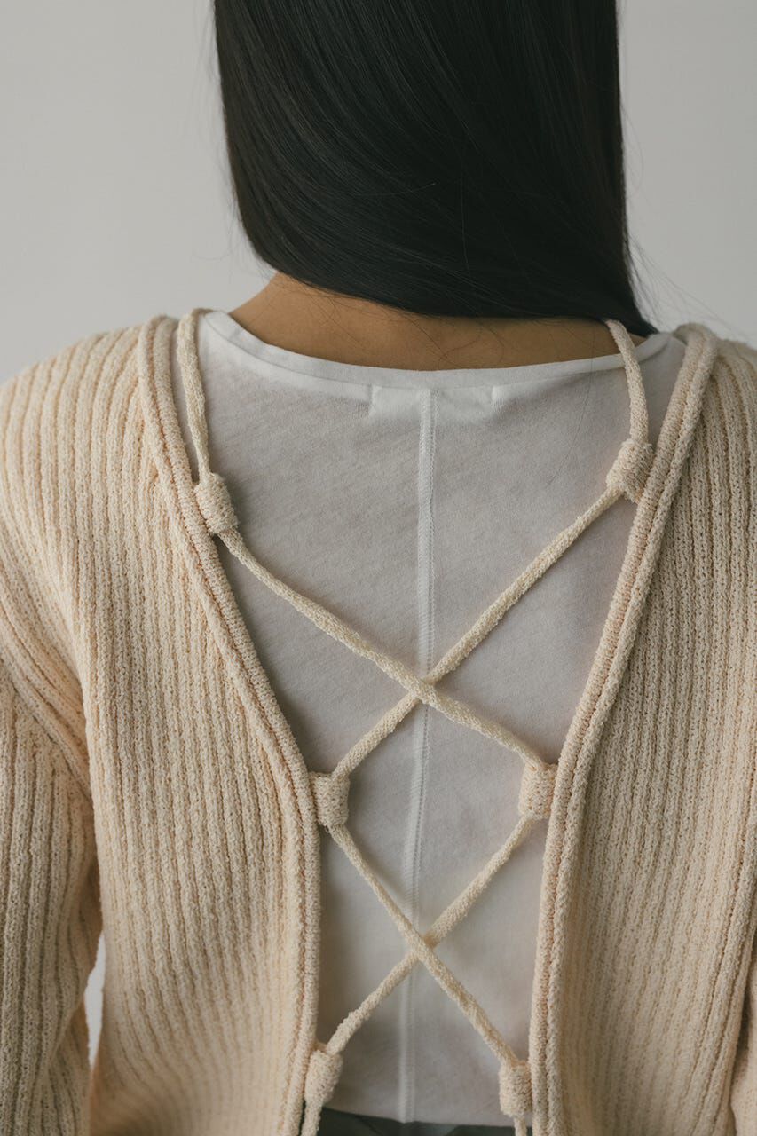 STYLEMIXER「レースアップリブニットトップ」|ニット・セーター|