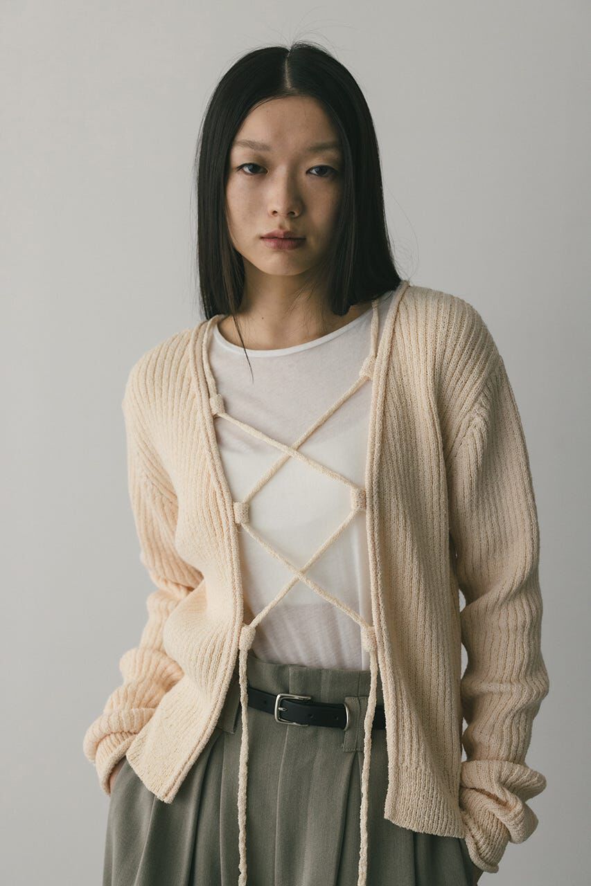 STYLEMIXER「レースアップリブニットトップ」|ニット・セーター|