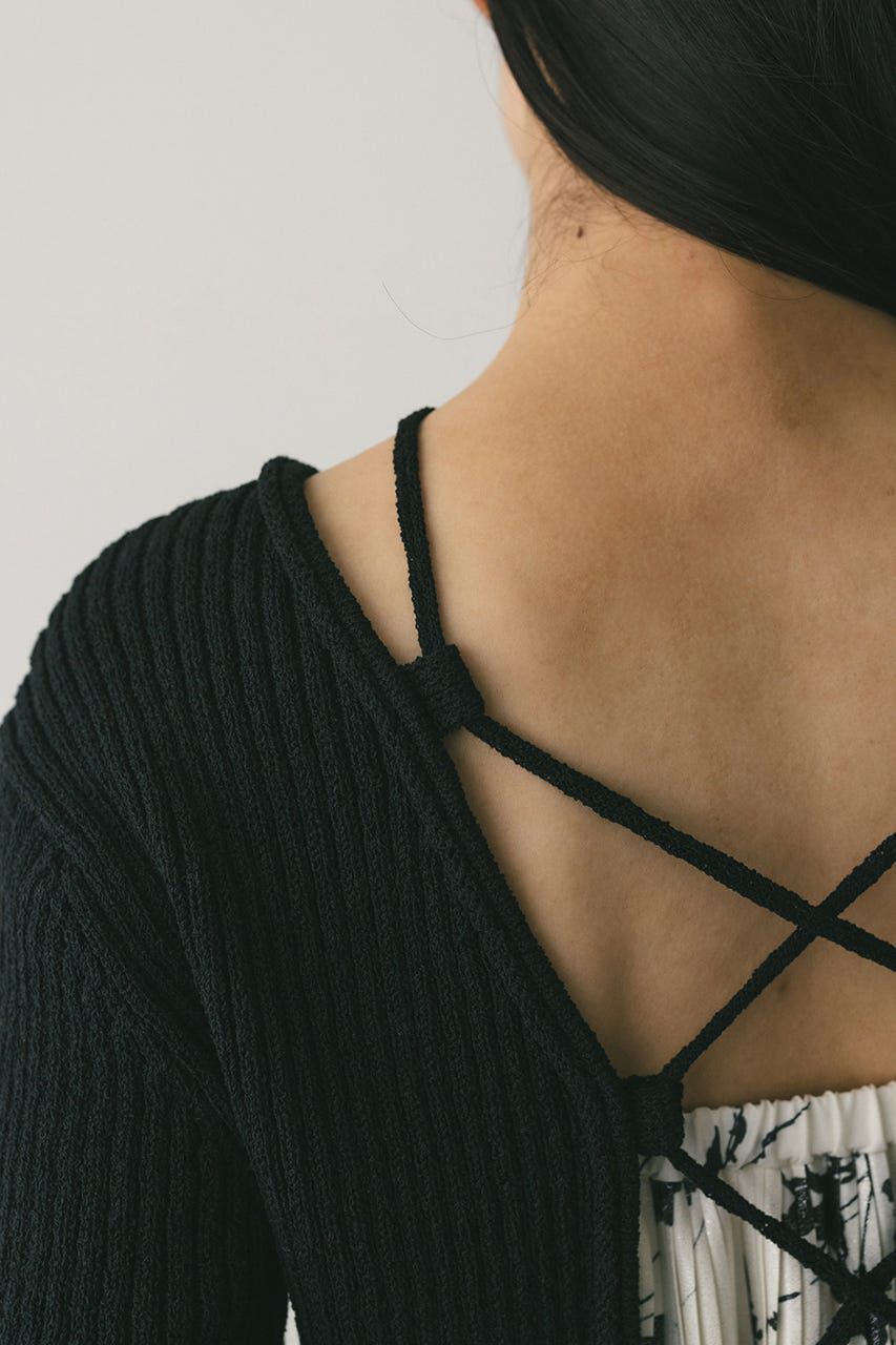 STYLEMIXER「レースアップリブニットトップ」|ニット・セーター|