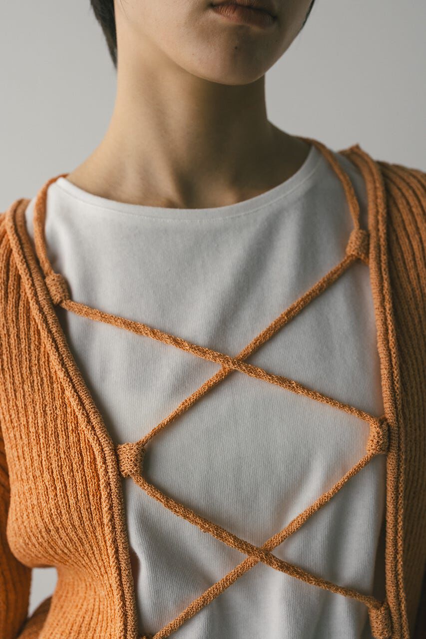 STYLEMIXER「レースアップリブニットトップ」|ニット・セーター|