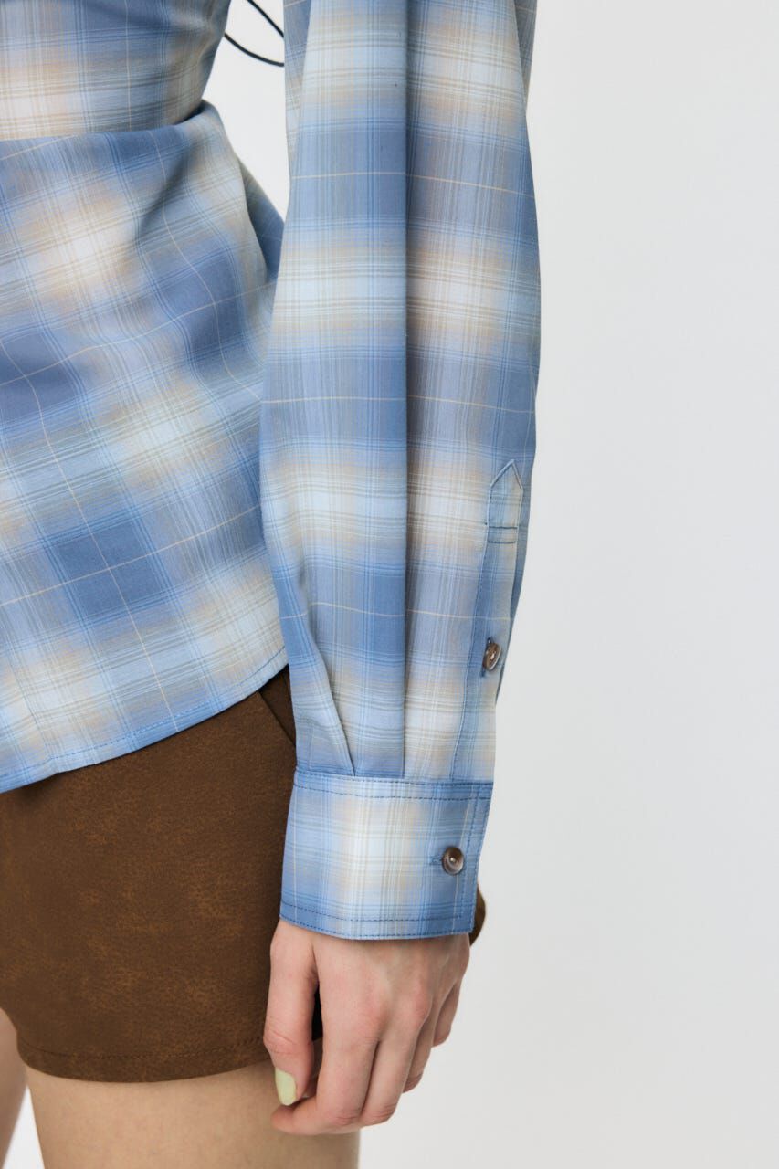 MOUSSY「FADE CHECK SHEER OVER シャツ」|シャツ・ブラウス|