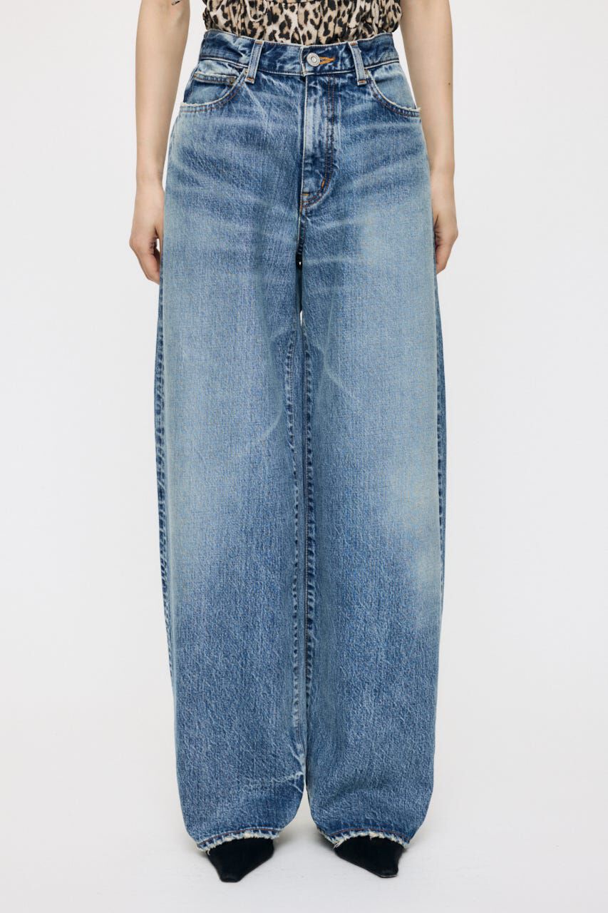 MOUSSY「MIDRISE CURVED WIDE ストレート」|デニム|BLU