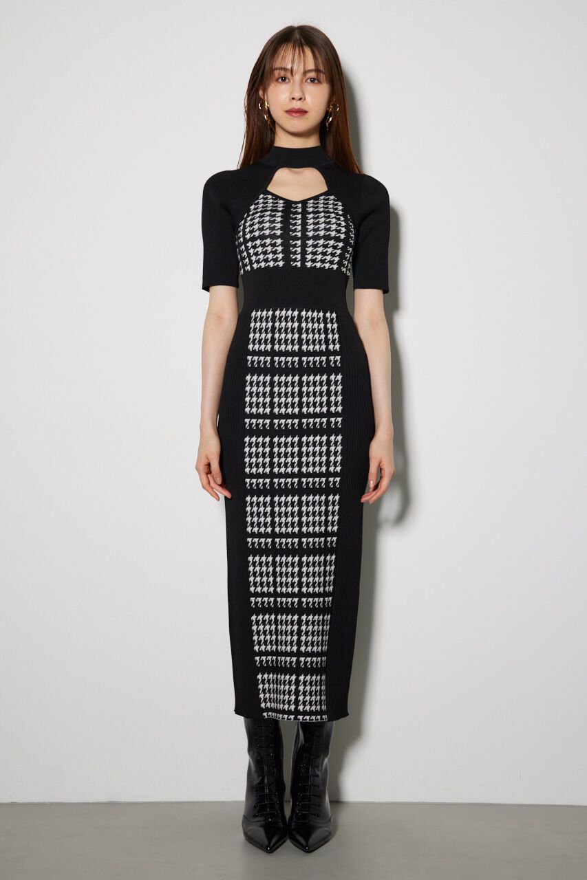 rienda「2WAY千鳥パターンタイトニットワンピース」|ワンピース|
