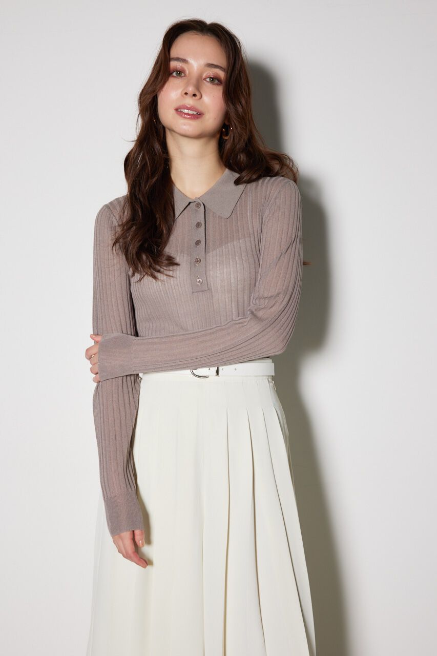 rienda「シアーポロニットトップス」|ニット・セーター|