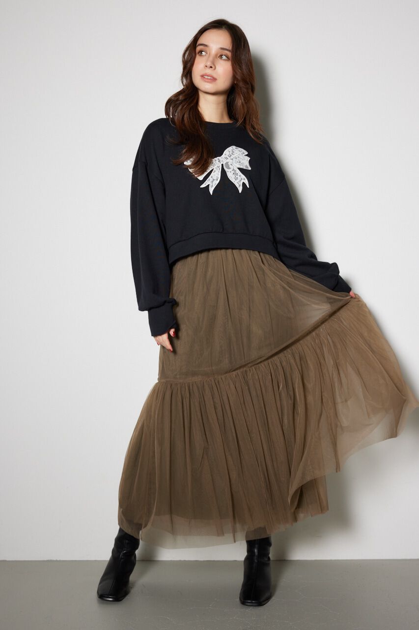 rienda「配色チュールティアードスカート」|スカート|