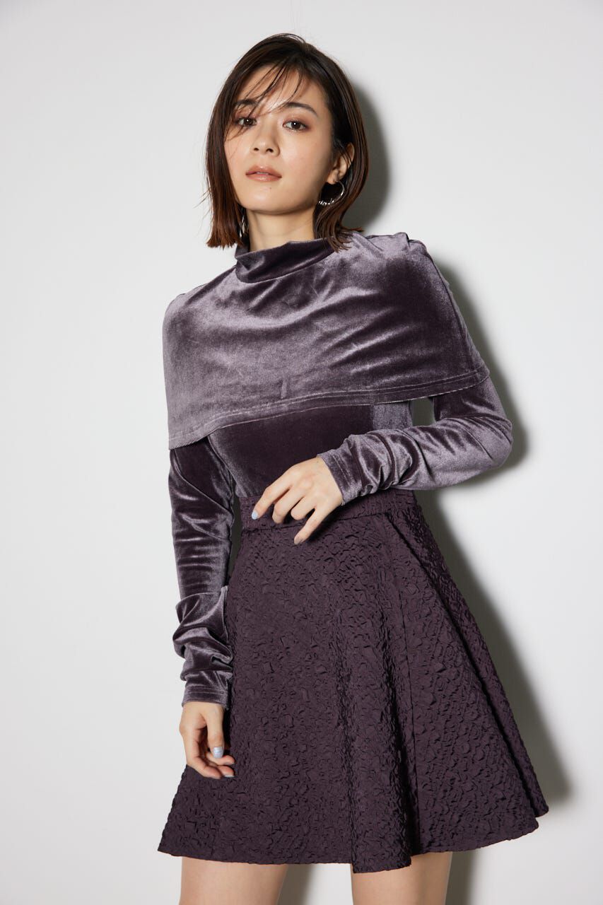 rienda「2WAYベロアフレアミニワンピース」|ワンピース|D/GRY3