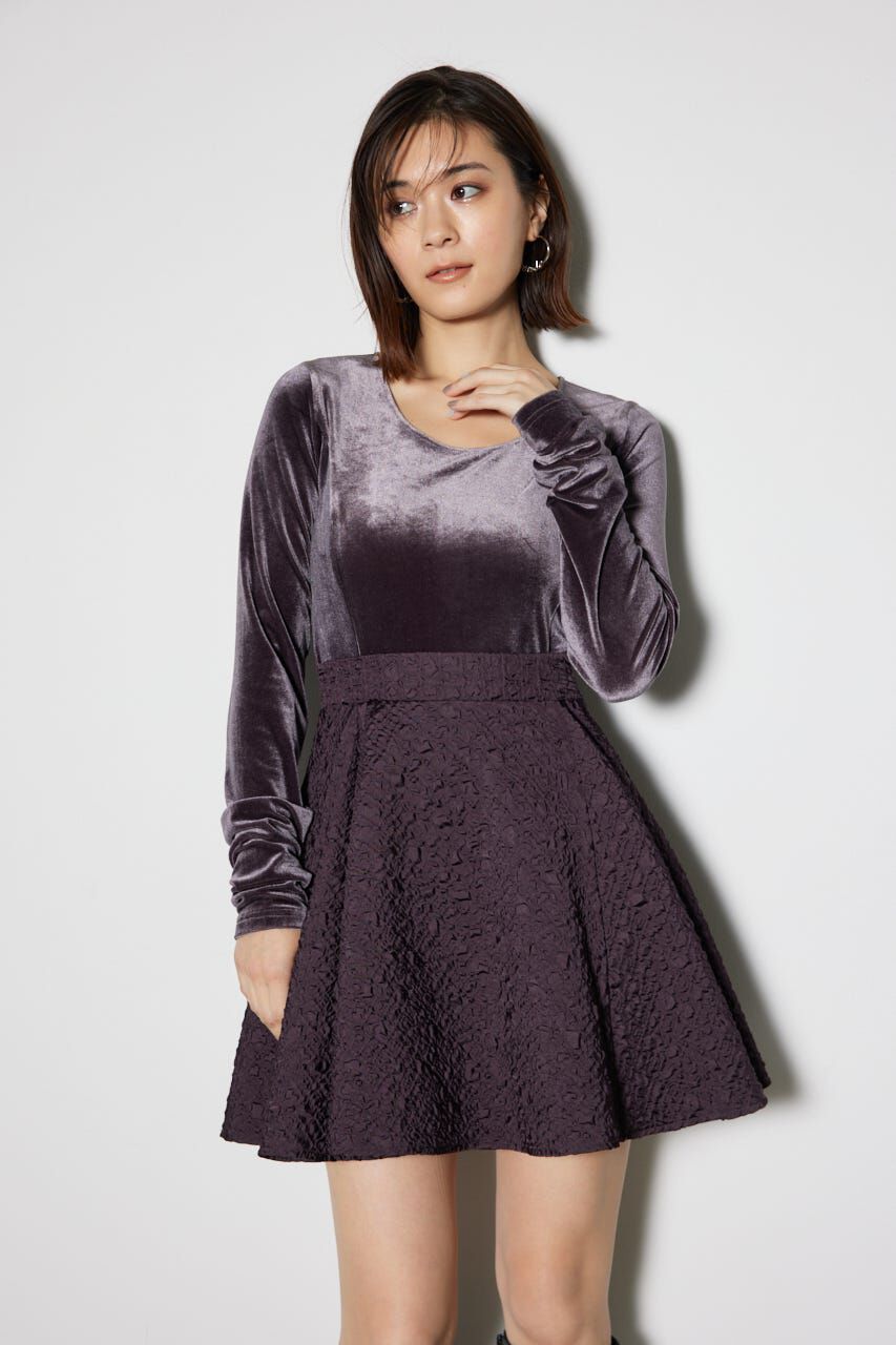 rienda「2WAYベロアフレアミニワンピース」|ワンピース|