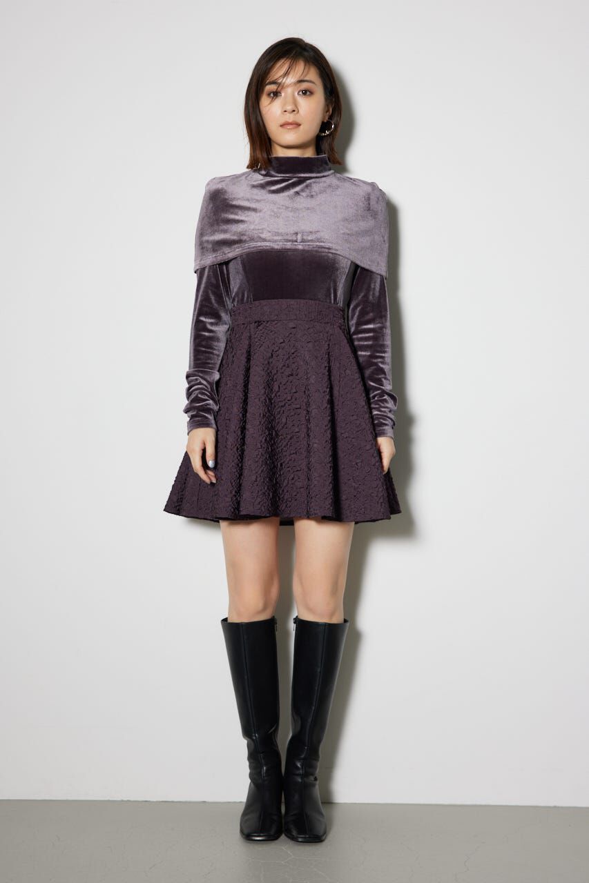 rienda「2WAYベロアフレアミニワンピース」|ワンピース|