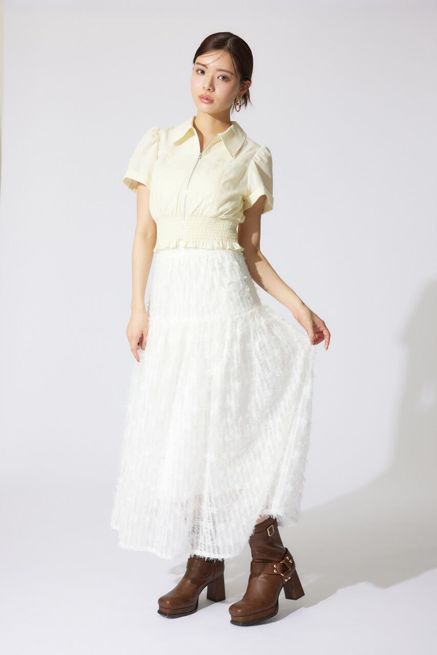 rienda「ウエストシャーリングZIPブラウス」|シャツ・ブラウス|