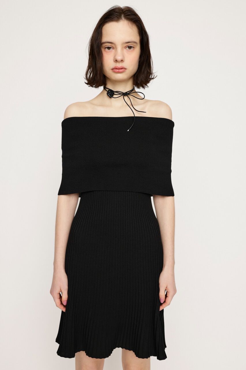 SLY「OFF SHOULDER RIB KNIT ショートワンピース」|ワンピース|