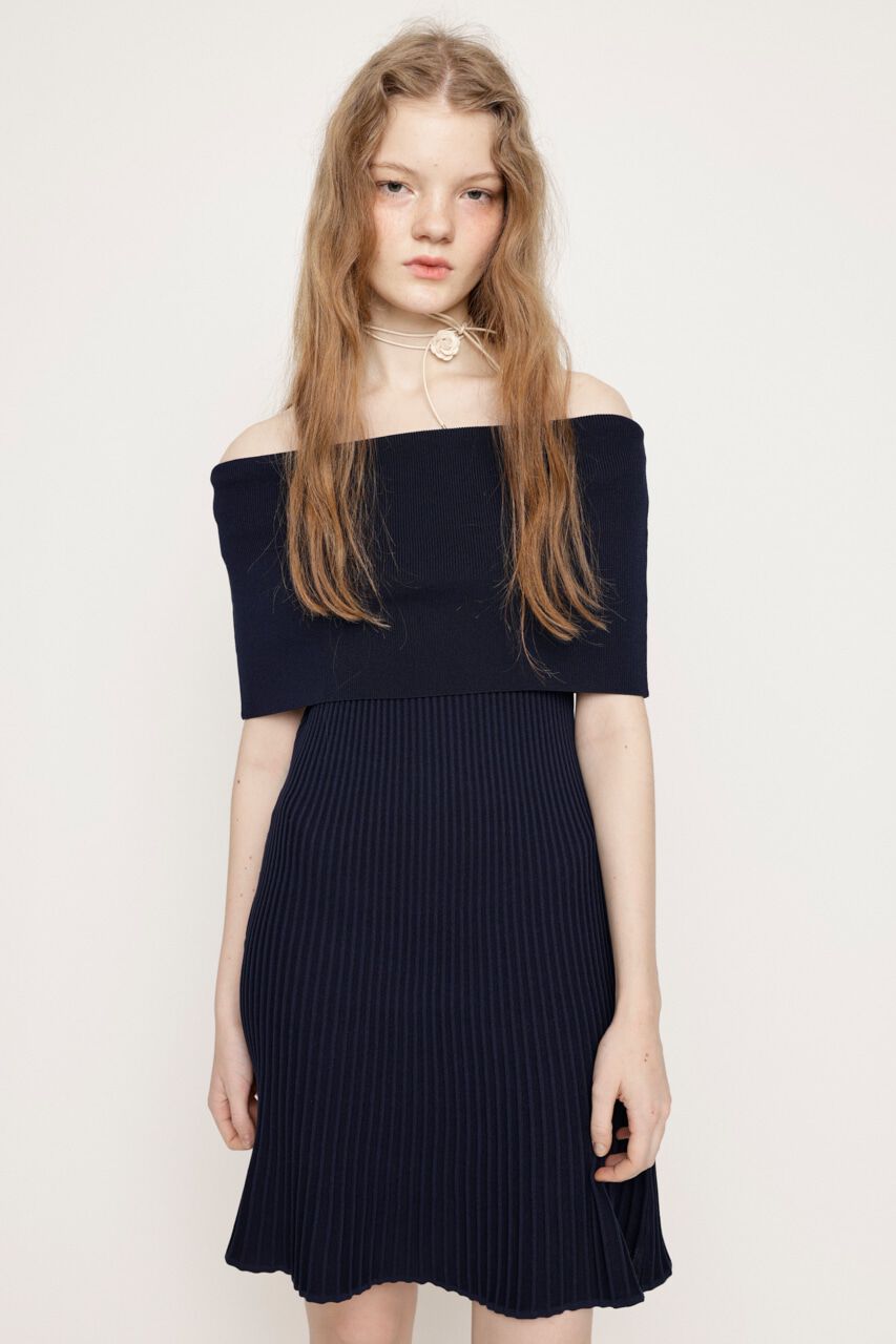 SLY「OFF SHOULDER RIB KNIT ショートワンピース」|ワンピース|