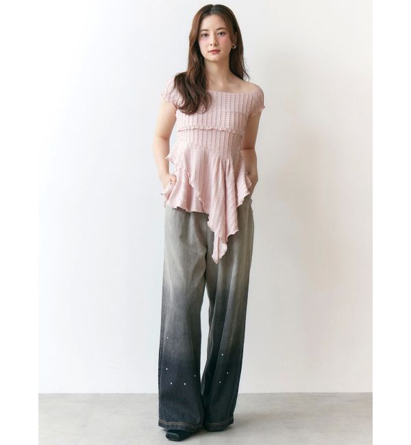 CALNAMUR「アシンメトリーヘムウェーブトップス」|Tシャツ・カットソー|